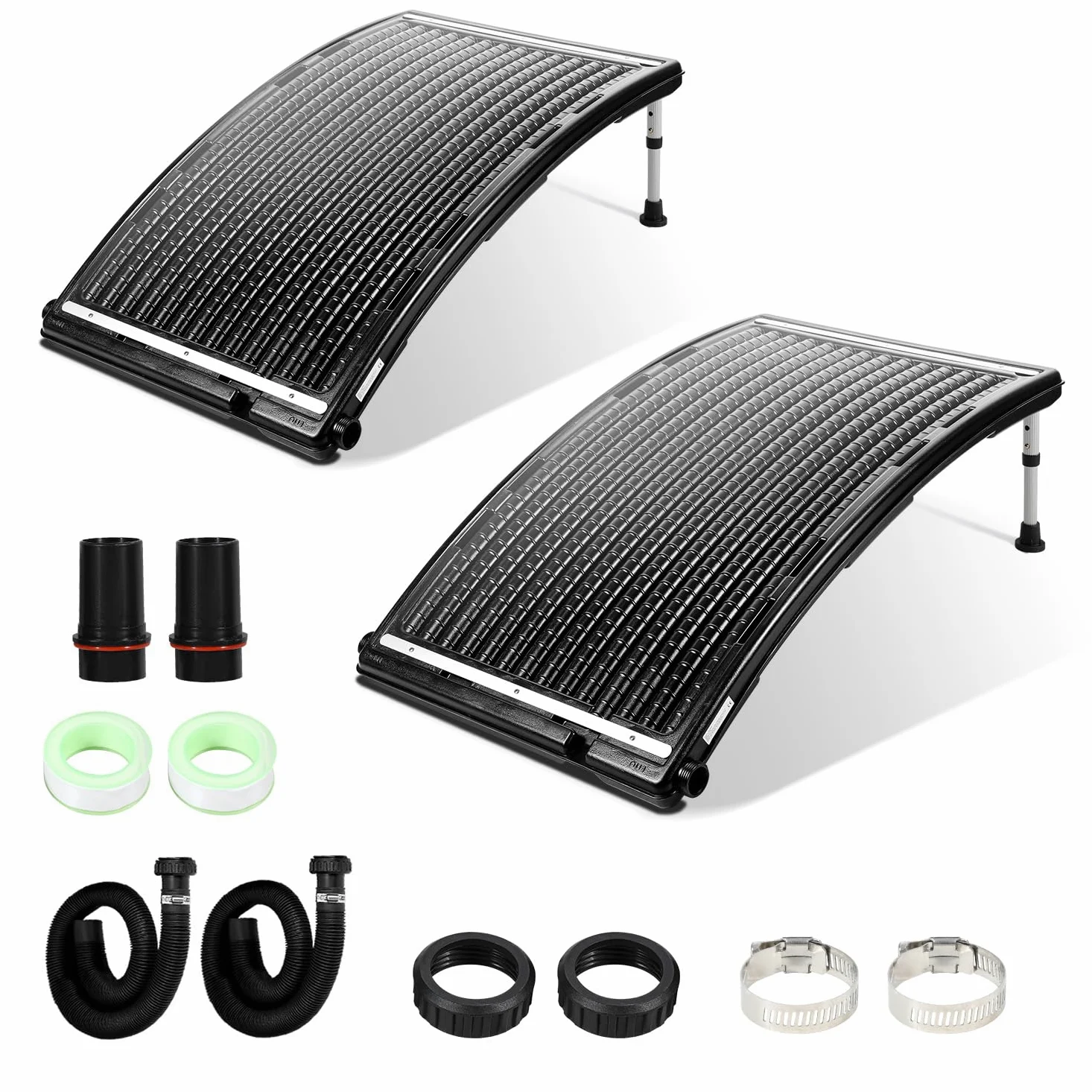 Herrselsam Kolektor słoneczny ogrzewanie basenowe, 2 zestawy, 110 x 69 x 14 cm, ogrzewanie solarne, maksymalny przepływ 10 000 l/h, ogrzewanie basenowe, instalacja solarna do ciepłej wody, prysznica ogrodowego, basenu