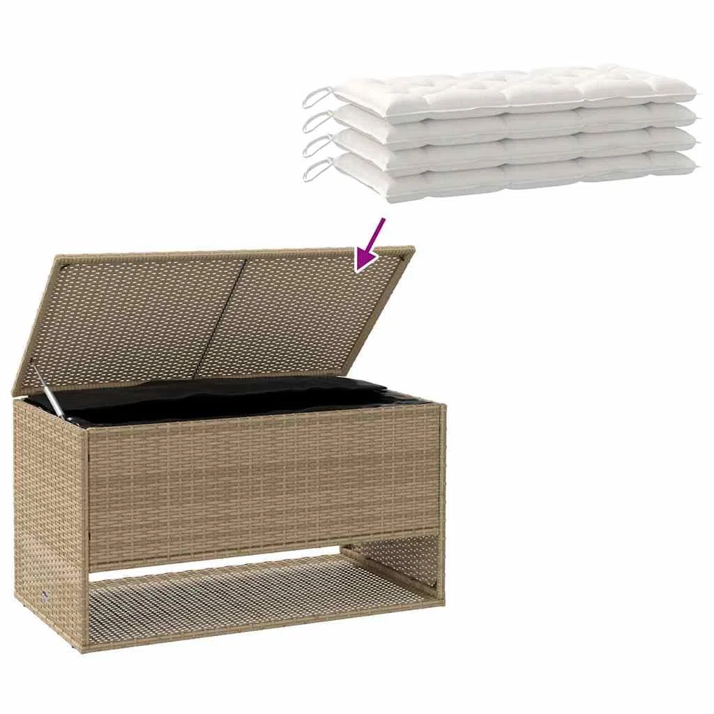 vidaXL Skrzynka na poduszki ogrodowe beżowa 100x55x55,5 cm polirattan