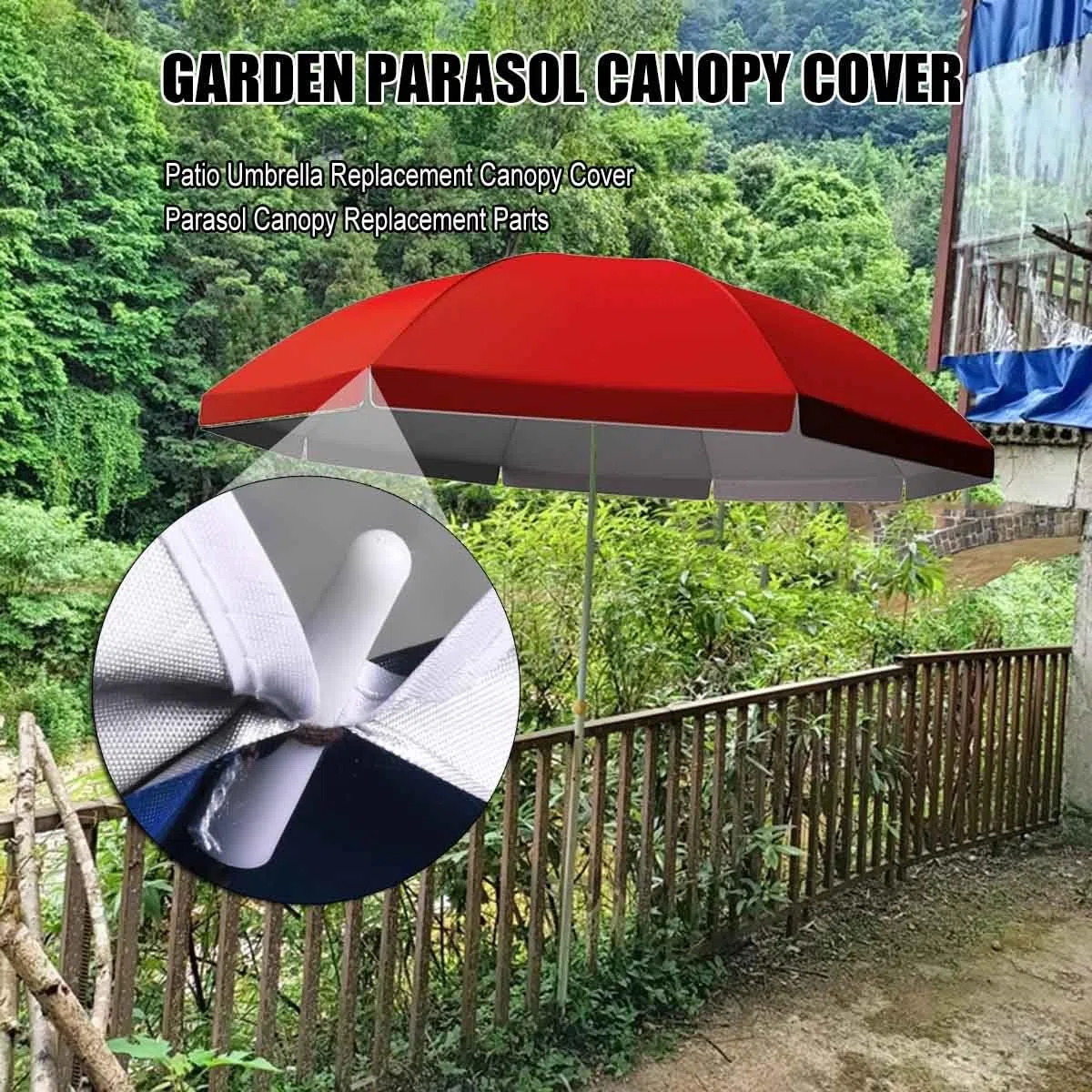 Zapasowy pokrowiec na parasol tarasowy, na parasole zewnętrzne, tkanina 8 ramion, ochrona przed promieniowaniem UV, odporny na warunki atmosferyczne