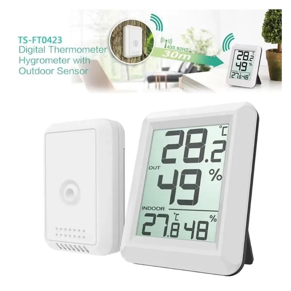 Termometr Elektroniczny Mini Cyfrowa Bezprzewodowa Higrometr Stacja Pogodowa LCD Cyfrowy Termometr Stacja Meteorologiczna Dla Domu Dokładne Pomiary(FT0423 2PCS)