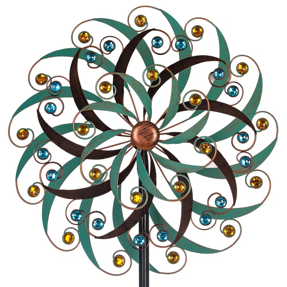 VEWOGARDEN Duży wiatrak, średnica 50 cm, do użytku na zewnątrz, metalowy wiatrak, spinner, sztuka na podwórku, łapacze wiatru, rzeźba na patio, trawnik i dekoracja ogrodu