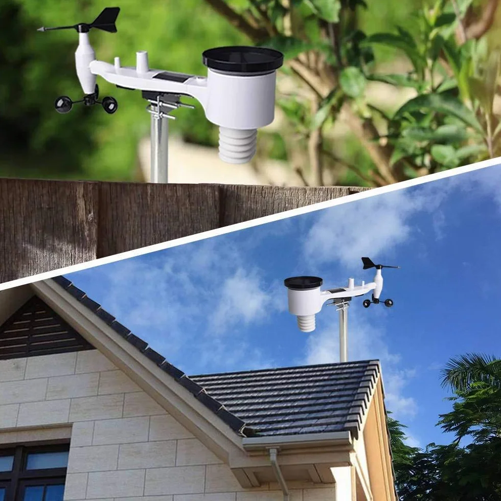 ECOWITT Bezprzewodowa stacja pogodowa z czujnikiem zewnętrznym WS3900, zewnętrzna jednostka pogodowa 7 w 1 WS69 + 7,5-calowa kolorowa konsola domowa WiFi 3 w 1, inteligentne sterowanie IOT