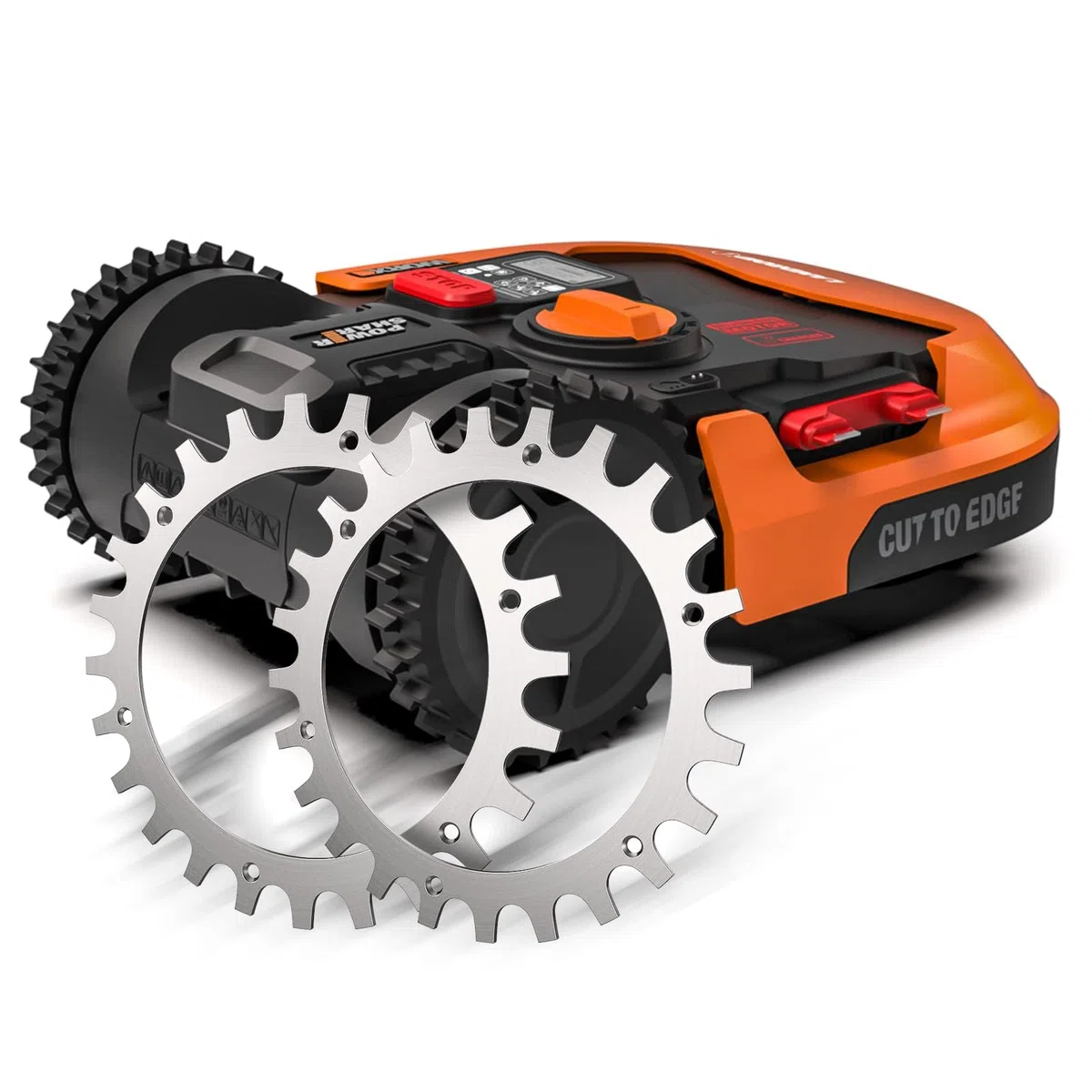 Kosiarka do kosiarki automatycznej do kosiarki Worx Landroid model S/M / kosiarka, grubość 2 mm, ulepszona trakcja, obniżone otwory na śruby, polerowane, rozmiar koła robota o średnicy 205 mm