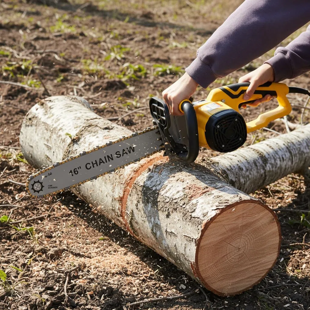 Elektryczna piła łańcuchowa 16 cali, elektryczna piła łańcuchowa 2000 W, silnik z drutu miedzianego 40 o wysokiej wydajności 800 obr./min, wydajna piła łańcuchowa, żółta piła łańcuchowa, do ścinania