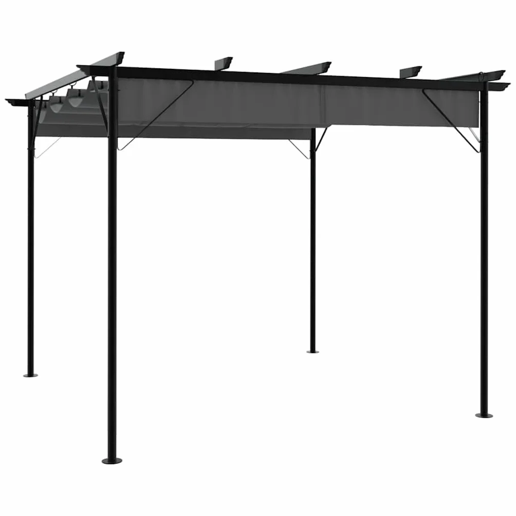 vidaXL Pergola ogrodowa ze zwijanym dachem 3x3 m antracyt 180 g/m²