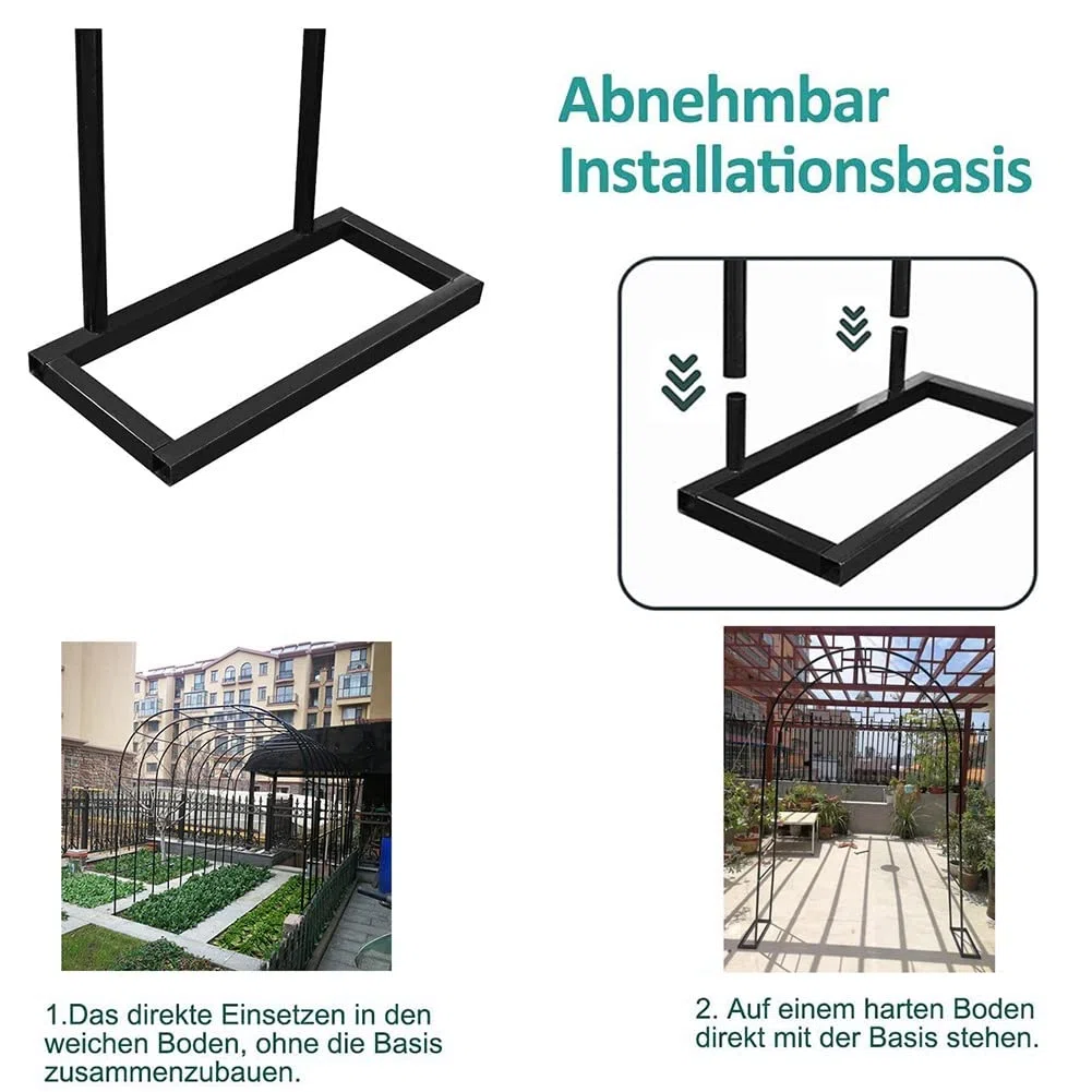 Metalowa altana pergola z łukiem róży do roślin pnących, odporna na warunki atmosferyczne, łuk ogrodowy na wesele, dekoracje weselne, szeroka altana, do różnych roślin pnących