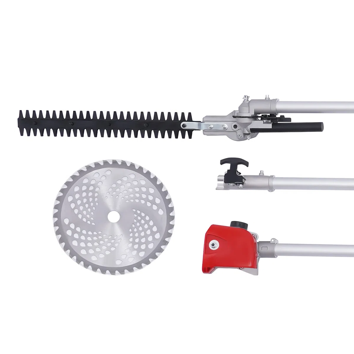 Benzynowe nożyce do żywopłotu, dwusuwowe, podkaszarka spalinowa z High Pruning Shear i High Branch Saw, 4 podkaszarki do trawy