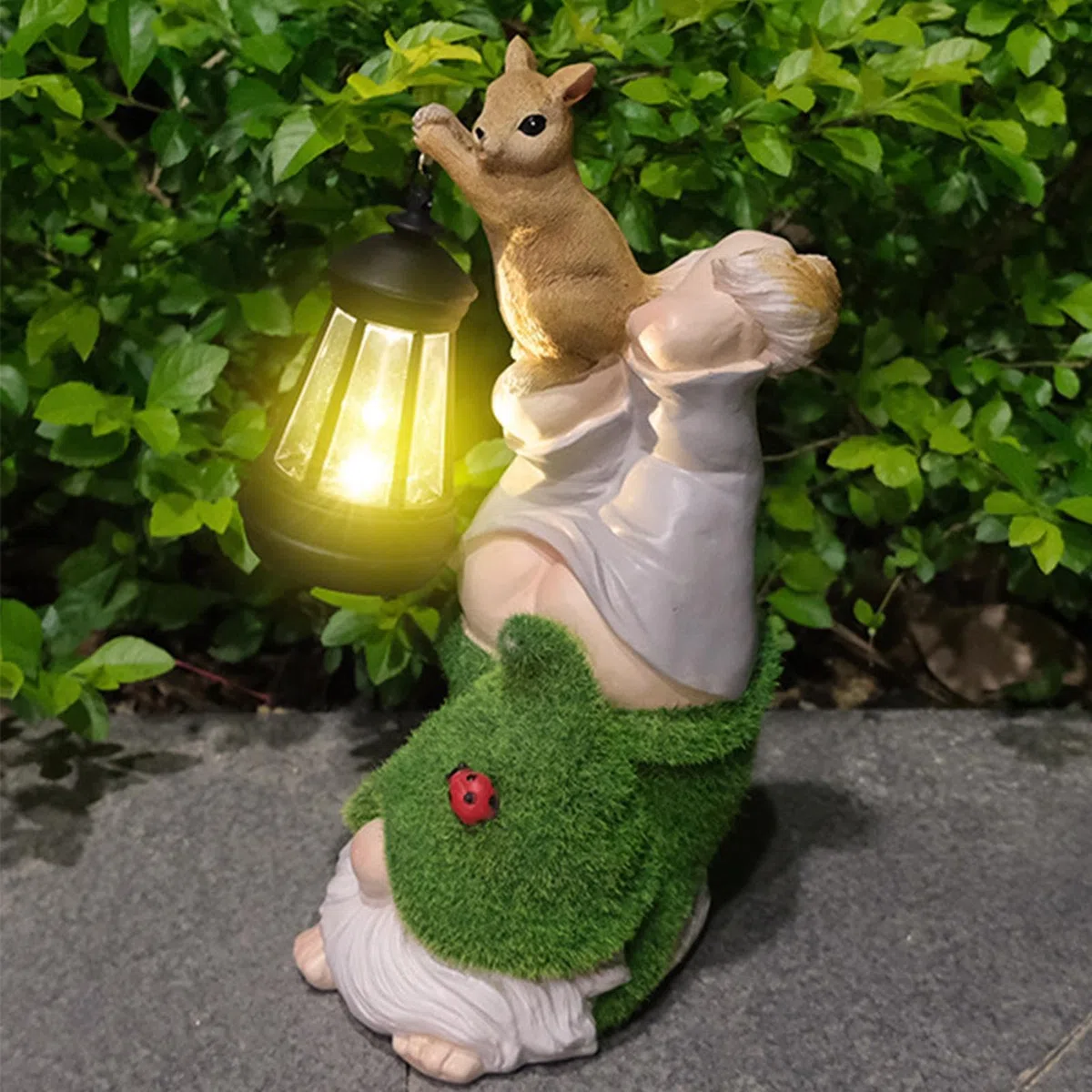 Figurka krasnala ogrodowego Zasilana solarnym światłem figurka odporna na | Lampy Solarne Z Żywicy Krasnale Ogrodowe Statuy Do Patio, Trawnika, Podwórka, Balkonu,