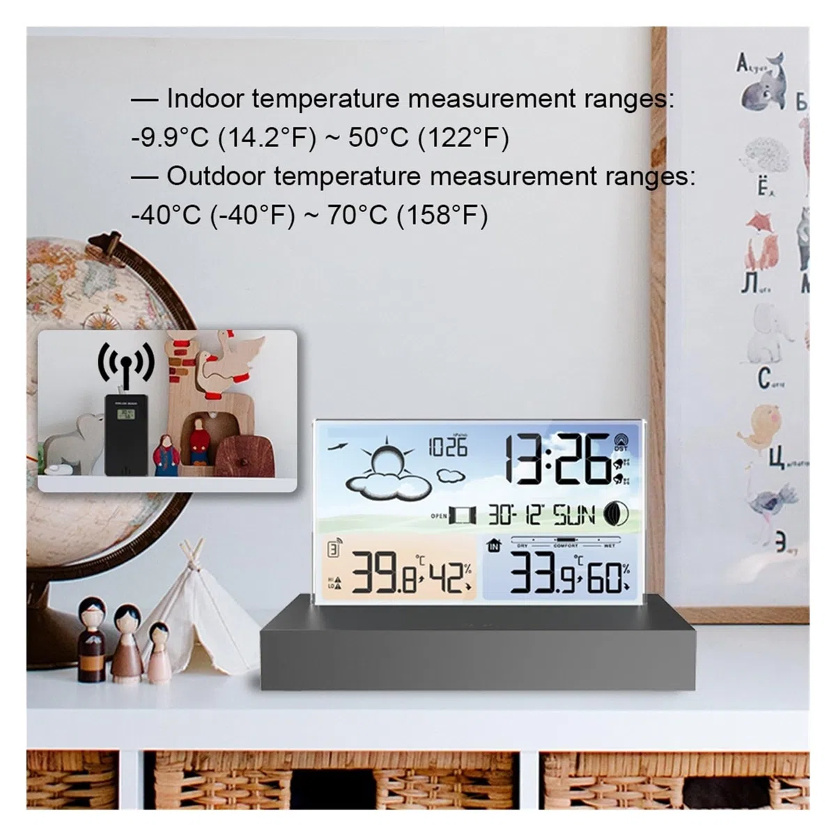 Przezroczysta Stacja Pogodowa Szklany Kolorowy Ekran Termometr Higrometr Cyfrowy Monitor Temperatury I Wilgotności Prognoza Pogody DokłAdne I łAtwe Do Odczytania