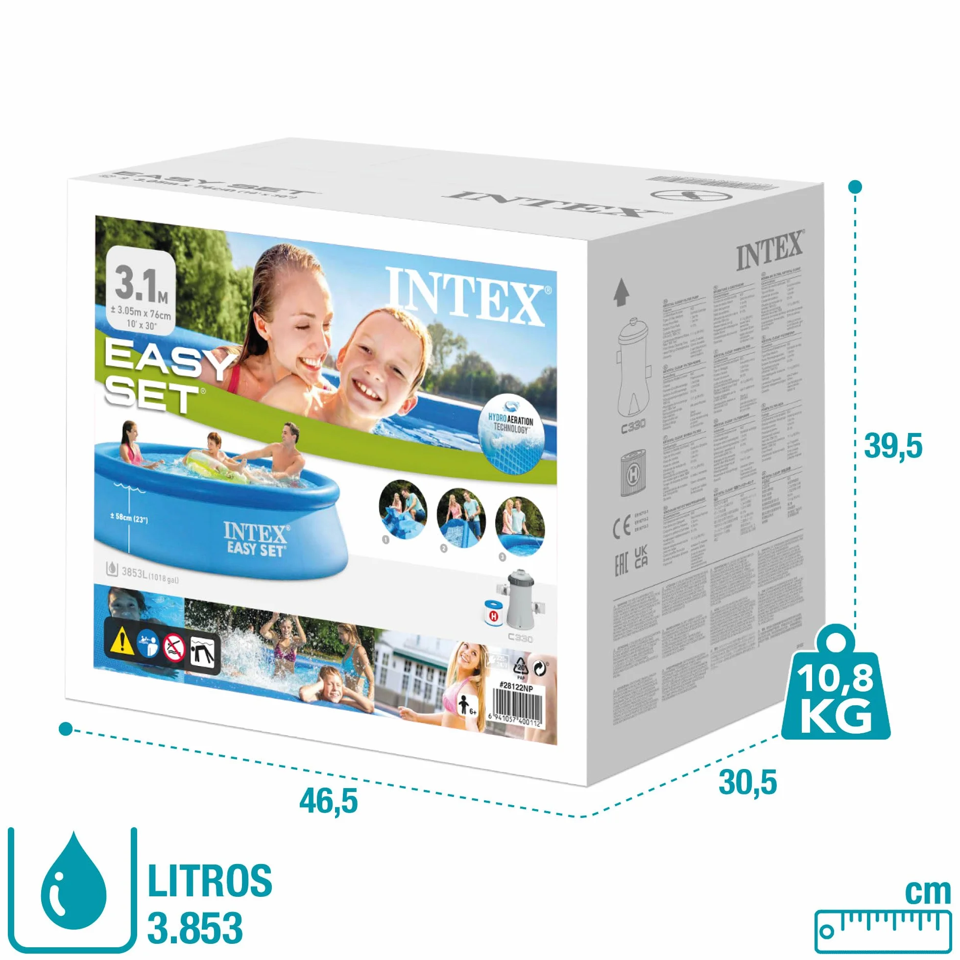 Intex Easy Set Basen Ogrodowy, 3900, Niebieski, Ø 305 x 76 cm