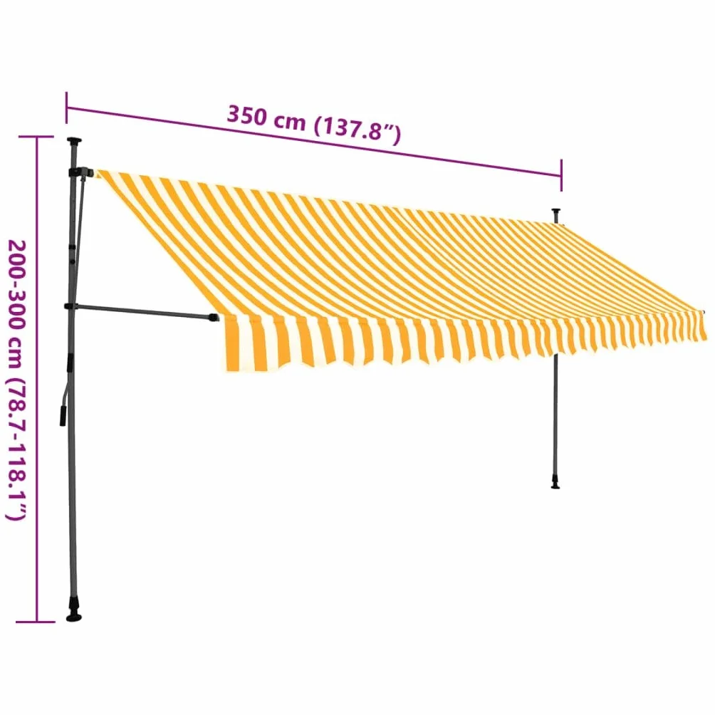 vidaXL Ręcznie zwijana markiza z LED, 350 cm, biało-pomarańczowa