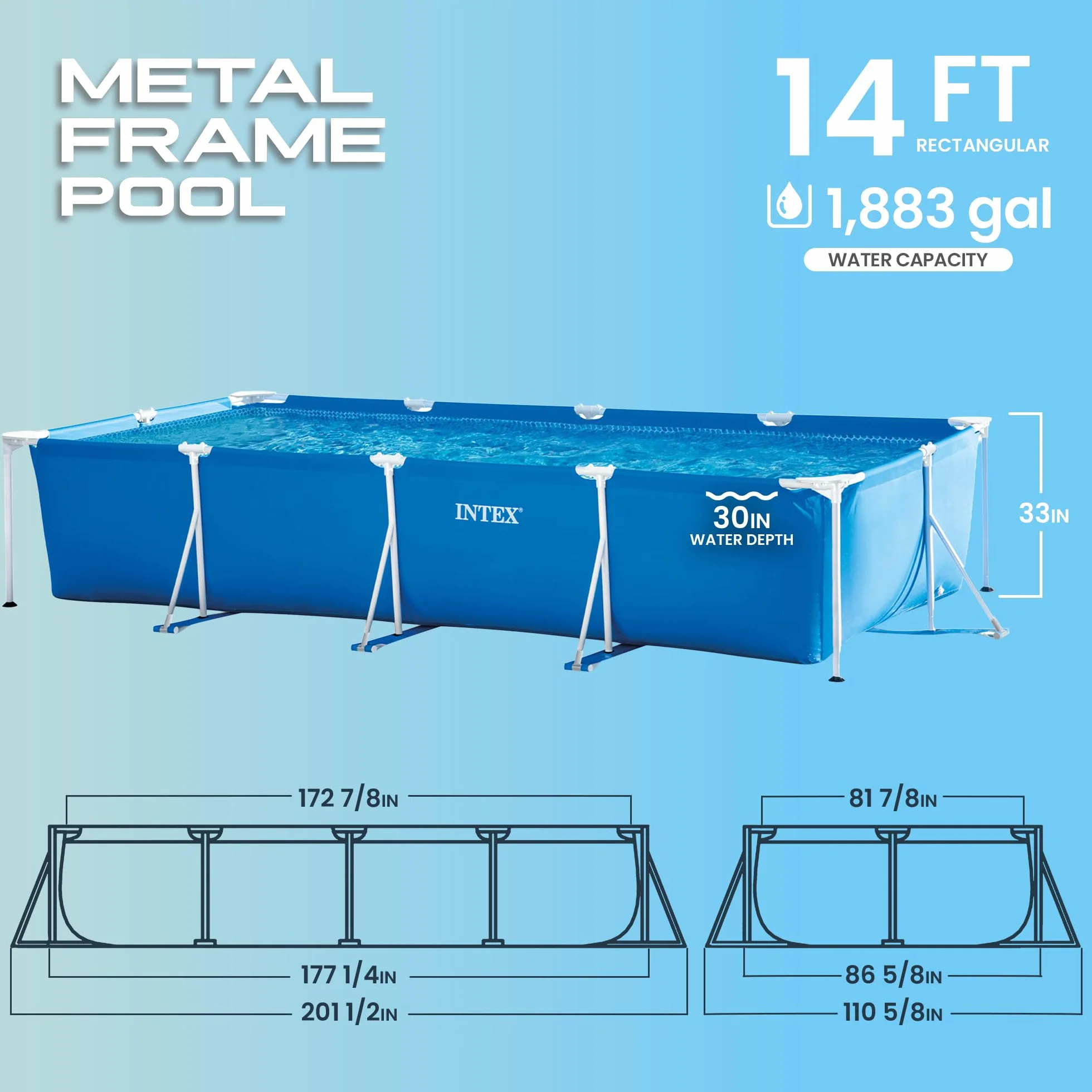 INTEX 28273NP Rectangular basen rozkładany, niebieski, 450 x 220 x 84 cm