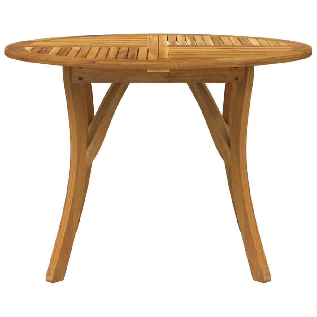 Stół ogrodowy Ø 110 cm, lite drewno akacjowe, odporny na warunki atmosferyczne, na taras, balkon, do użytku na zewnątrz, stabilny stolik pomocniczy z drewna, idealny do jedzenia, pikniku