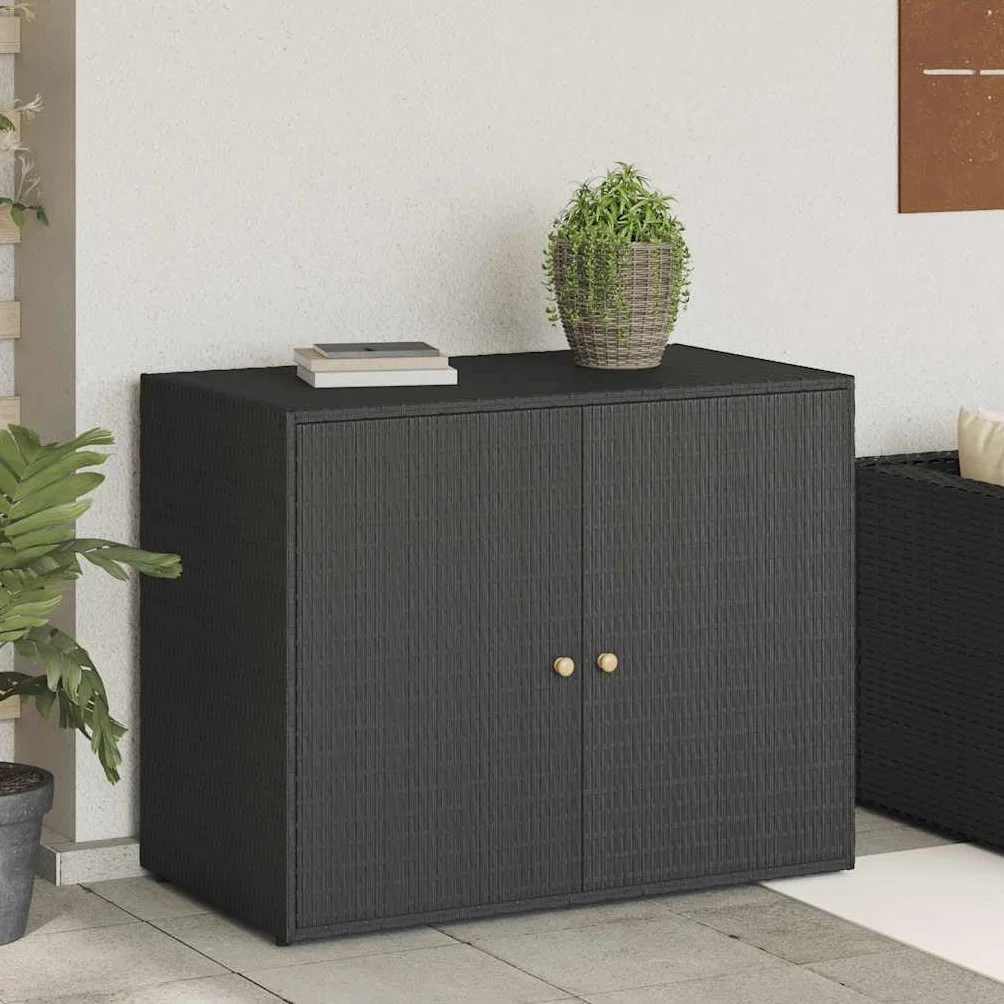 vidaXL Szafka ogrodowa polirattan czarna 100x55,5x80 cm