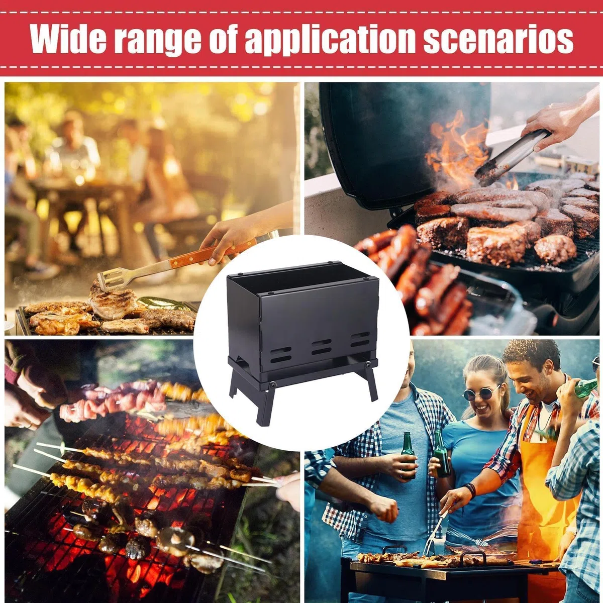 Przenośny grill Chal na kemping, lekki grill do gotowania na świeżym powietrzu, wszechstronny grill do przygód w ogrodzie i na świeżym powietrzu, idealny na spacery i tailgating