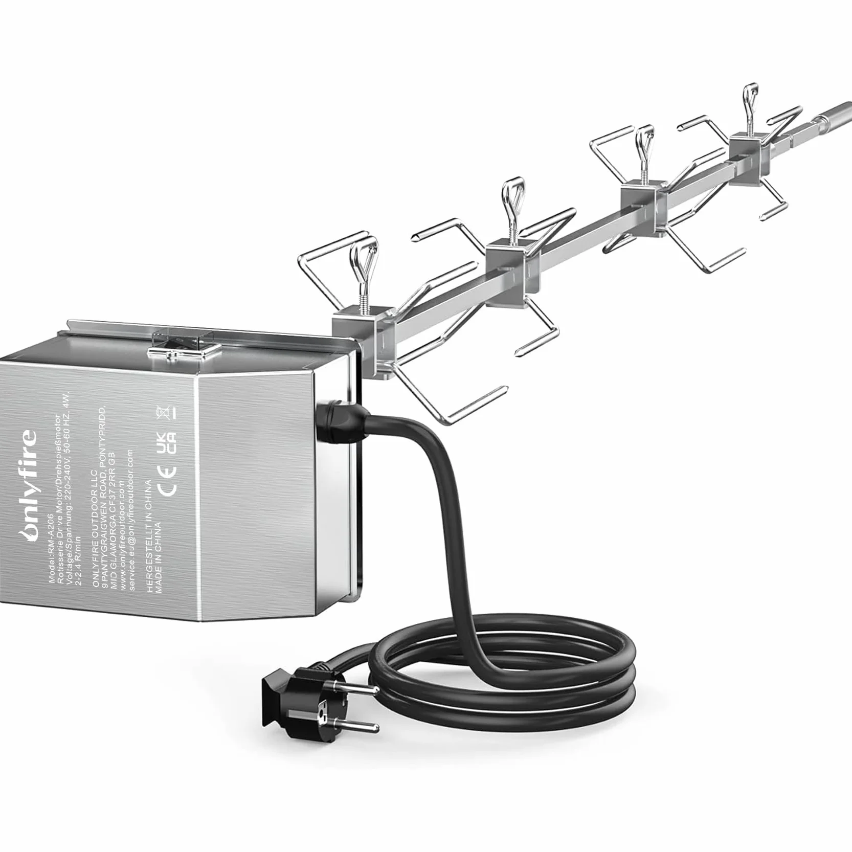 Onlyfire Zestaw rożna ze stali nierdzewnej odpowiedni do grilli Weber 7653 Weber Genesis II z serii 400 i 600 oraz Genesis II LX z 4 i 6 palnikami
