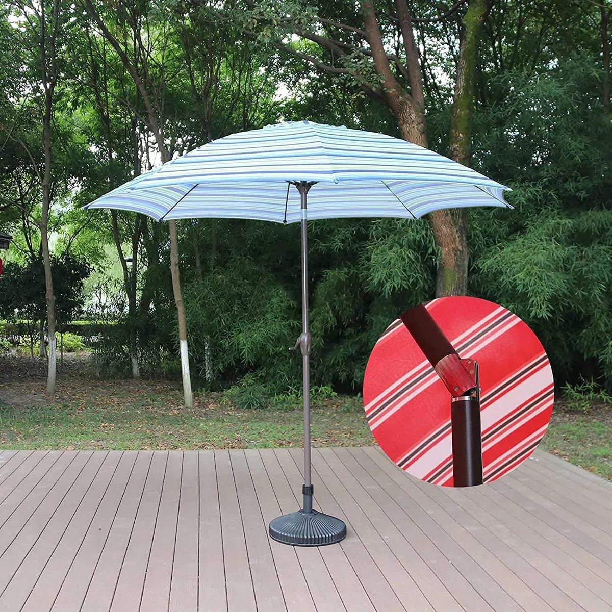 Parasol ogrodowy,Duży Parasol Parasol Pasiasty Parasol Patio, Parasol Plażowy, Wentylacja/Tilt/Korba/8 Żeber, Na Zewnątrz Na Podwórko/Ogród Parasol Stołowy