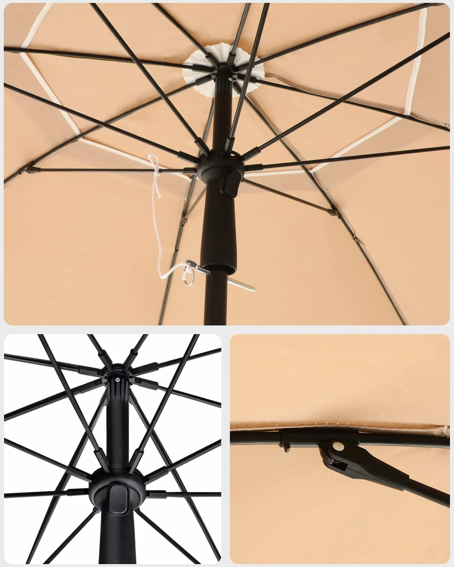 SONGMICS Parasol plażowy, Ø 160 cm, parasol ogrodowy, ochrona UV do UPF 50+, składany, ochrona przeciwsłoneczna, przenośny, żebra parasola wykonane z włókna szklanego, ciemnoszary GPU60BR