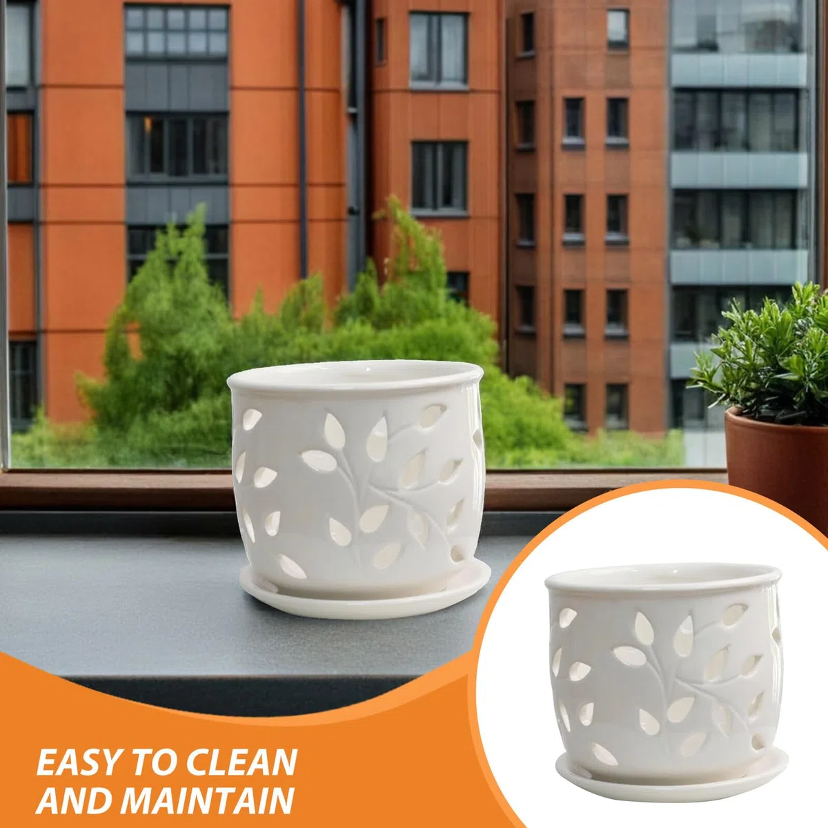 Toyvian Biały Ceramiczny Doniczka z Otworami Doniczka Do Storczyków i Sukulentów Zewnątrz i Do Wnętrz Odpływ Wody dla Zdrowych Korzeni i Wsparcie Wzrostu Roślin