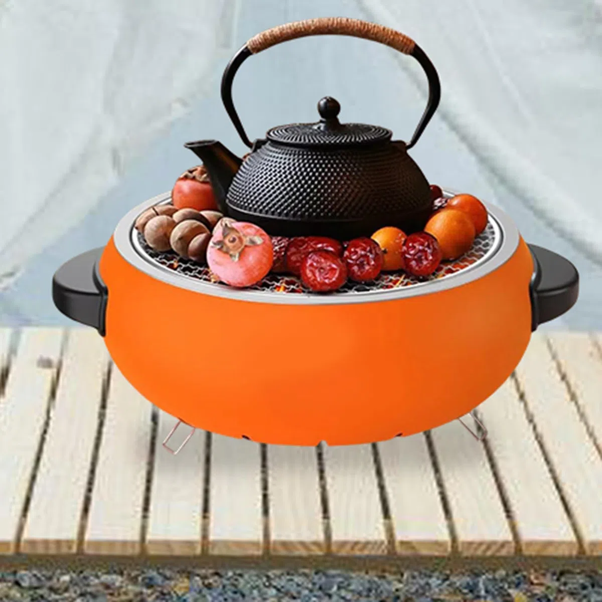 Przenośny grill Chal – narzędzie do grillowania ze stali nierdzewnej do gotowania na świeżym powietrzu, idealne do wędkowania, wędrówek, podwórka, patio i ogrodu