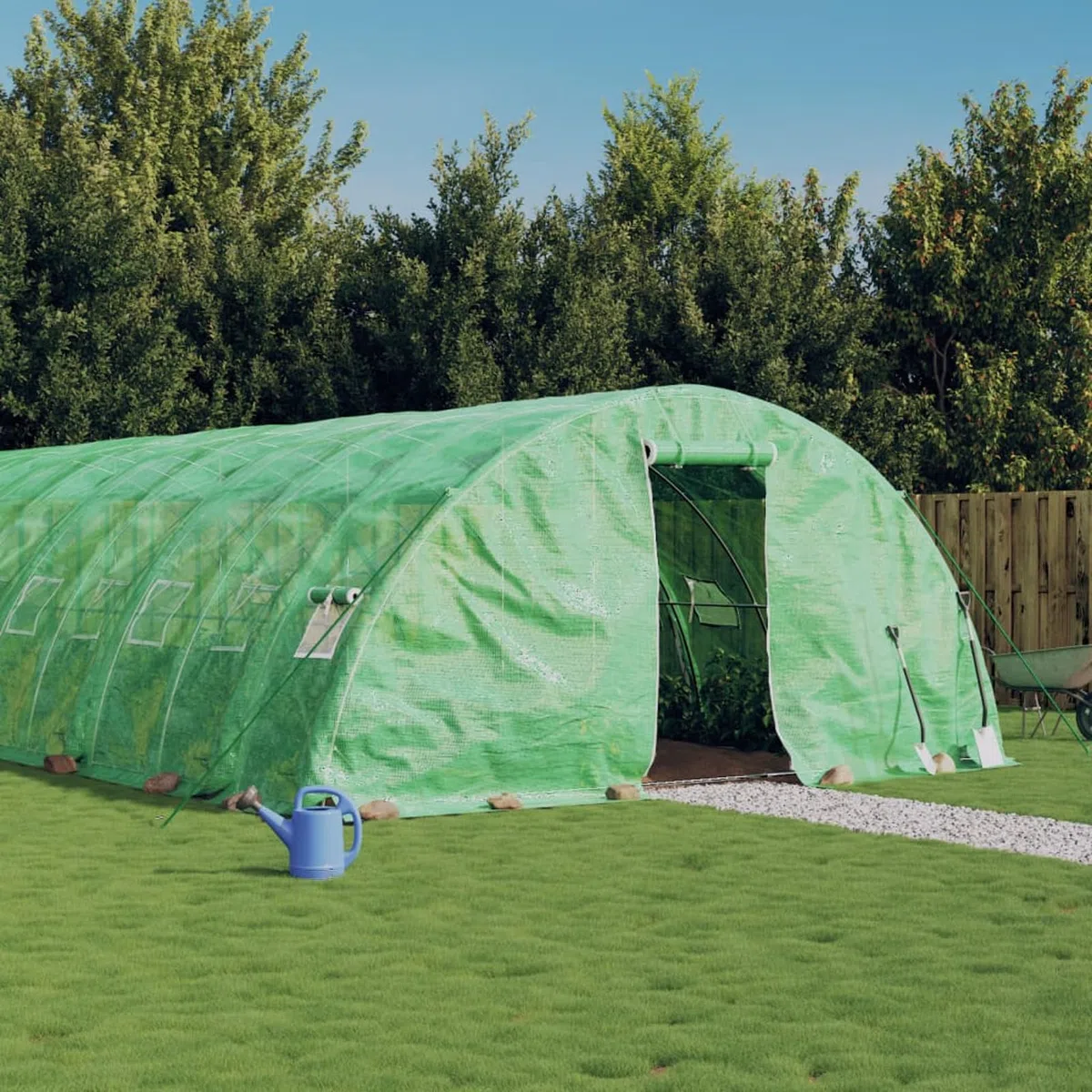 Homgoday Szklarnia ogrodowa, szklarnia ze stalową ramą zieloną 70 m² 14 x 5 x 2,3 m, szklarnia ogrodowa szklarnia ogród warzywny szklarnia balkonowa szklarnia szklarnia do roślin