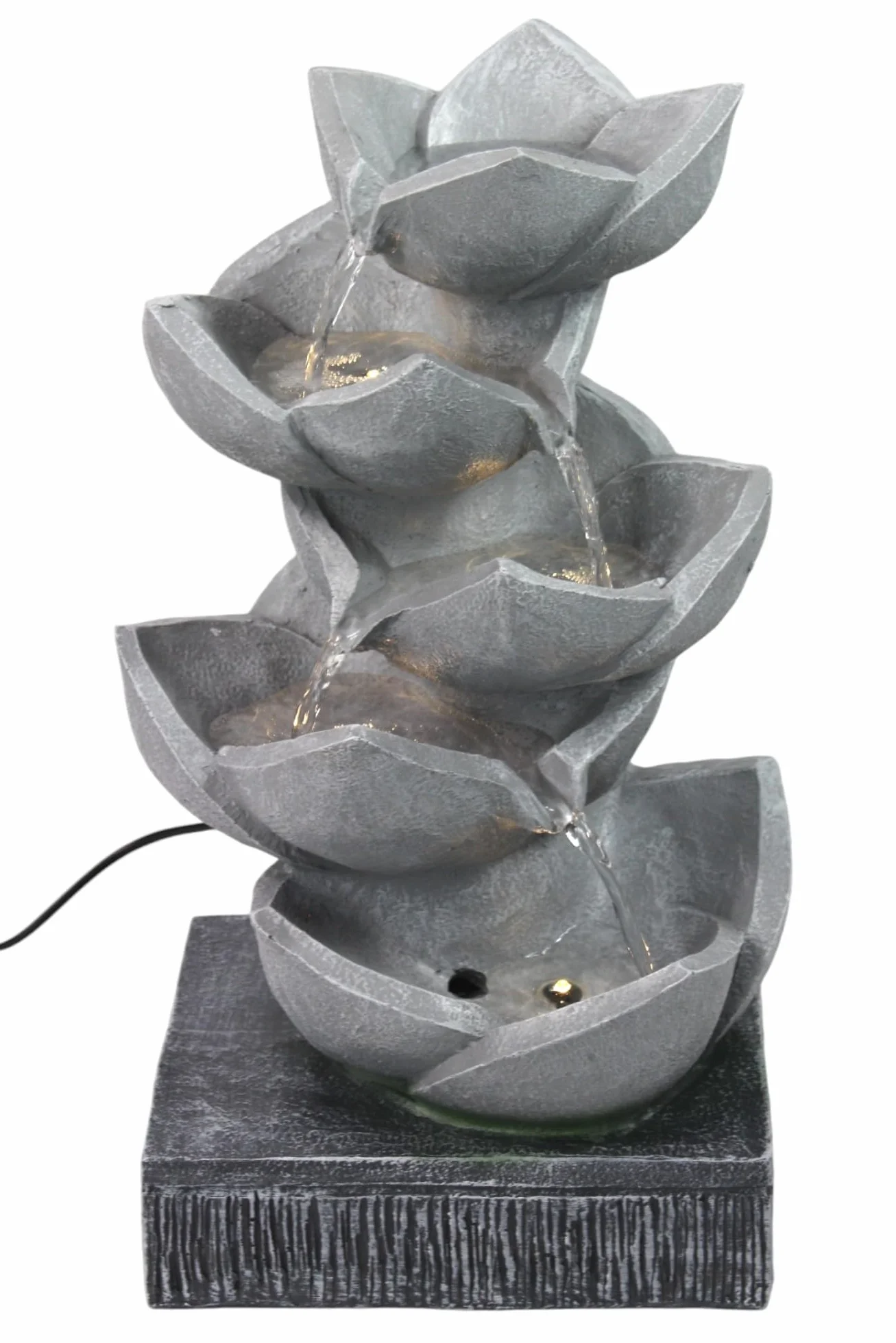 Fontanna BK901 z oświetleniem LED, fontanna ogrodowa, rzeźba, figurka ogrodowa, gra wodna, 47 cm, kaskada, fontanna pokojowa, dekoracja ogrodowa
