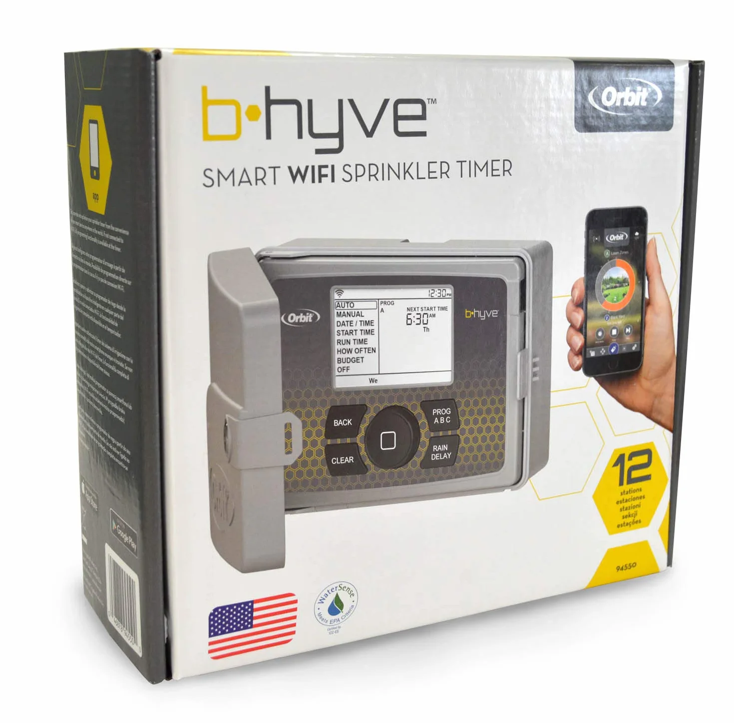 Orbit B Hyve Smart Zraszacz Wifi, Szary, 9.21 x 21.59 x 23.34 cm