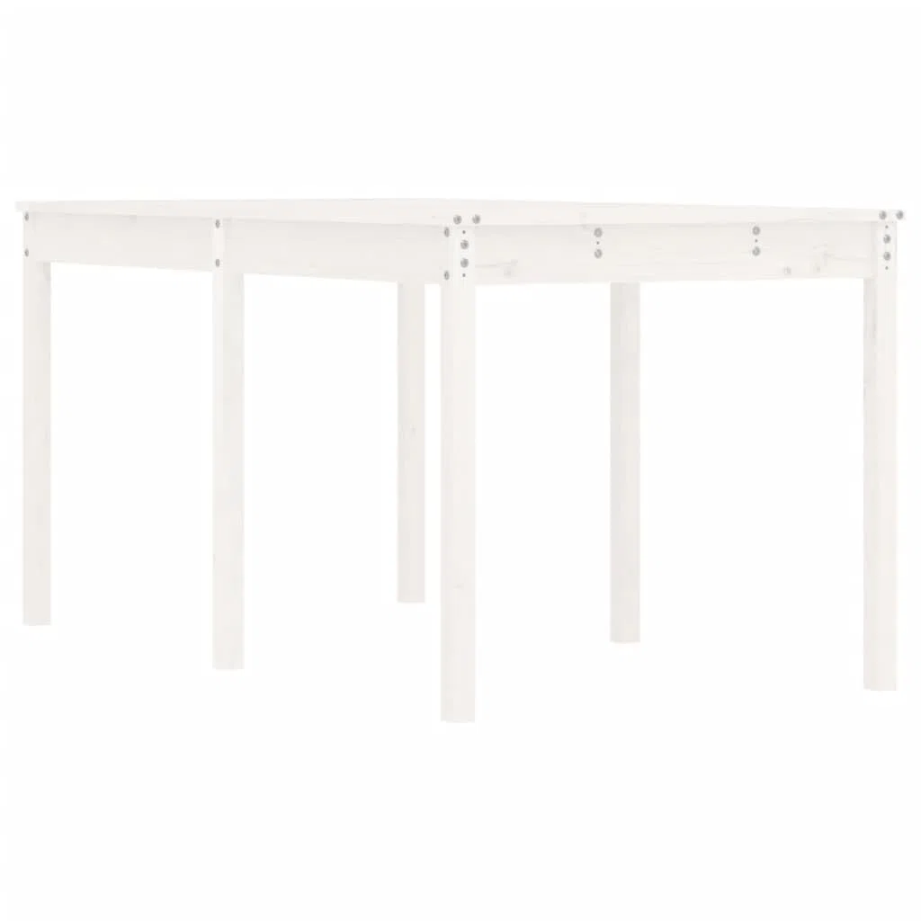 Stół ogrodowy biały 159,5 x 82,5 x 76 cm lite drewno sosnowe | Wytrzymały blat stołu, stabilna rama drewniana, na taras i balkon, instrukcja montażu w zestawie