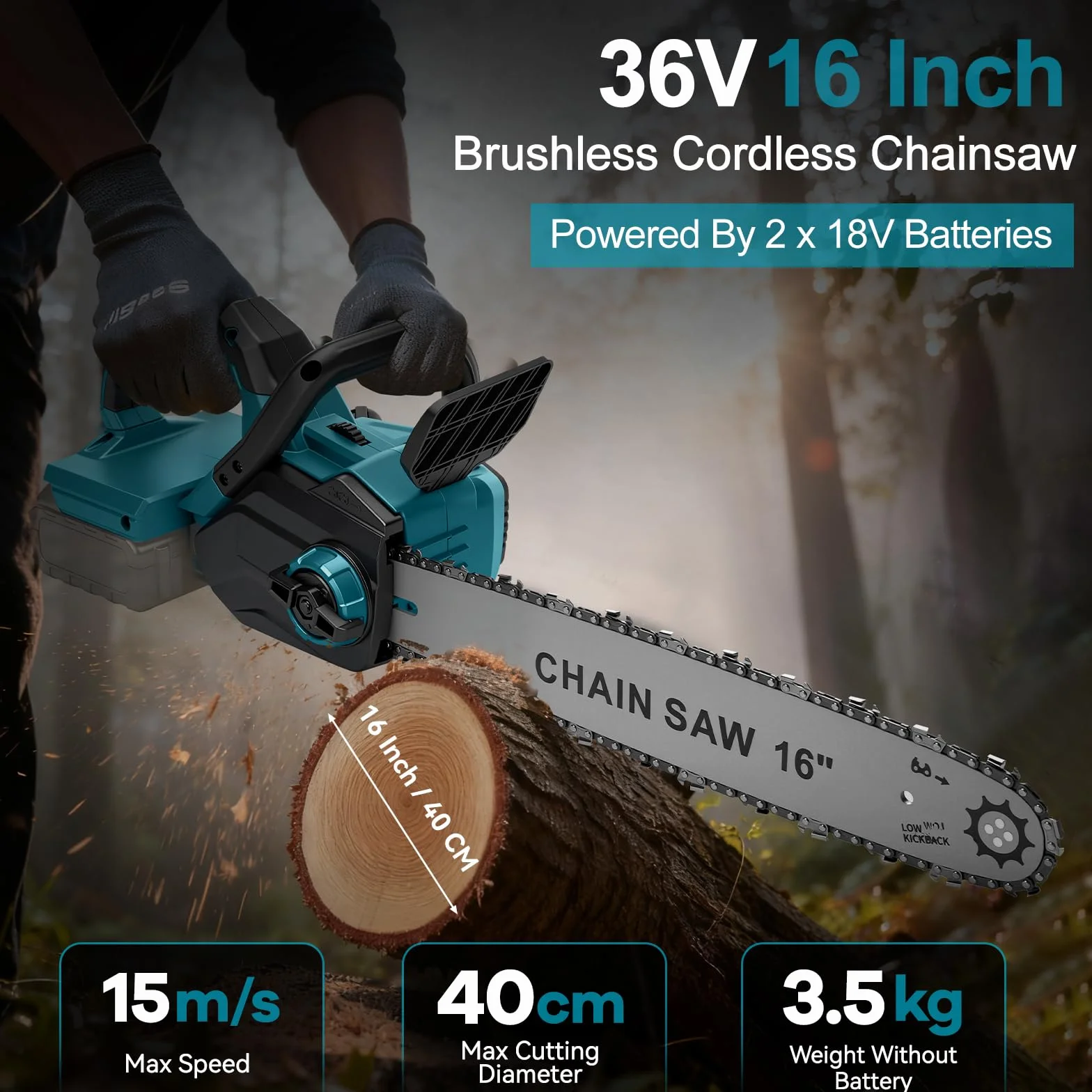 Makita 18V Akumulatorowa piła łańcuchowa 16 cali 40 cm bezszczotkowy silnik 1600 W