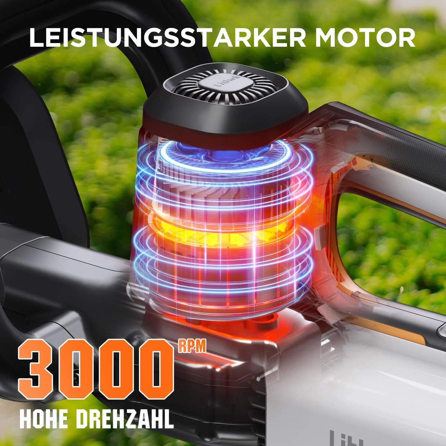 Litheli Akumulatorowe nożyce do żywopłotu 20 V, długość ostrza 56 cm, 20 mm rozstaw zębów, z baterią 10000mAH, elektryczne nożyce do żywopłotu