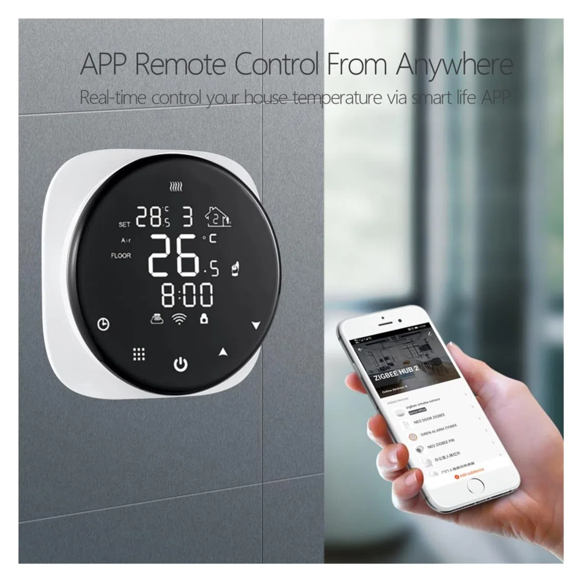 Czujnik termometru, WIFI Smart Termostat do wody/elektrycznej Ogrzewanie podłogowe Kocioł wodny Temperatura Pilot zdalnego sterowania(Electric Floor 16A)