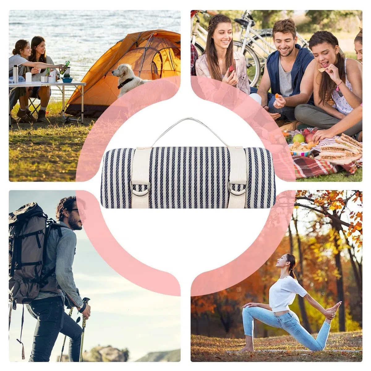 Mata piknikowa outdoorowa Plażowy przenośny i wodoodporny | rodzinny na wycieczki do kempingu, na zewnątrz, do parku, w podróż, na taras, podczas wakacji, i w trakcie backpackingu