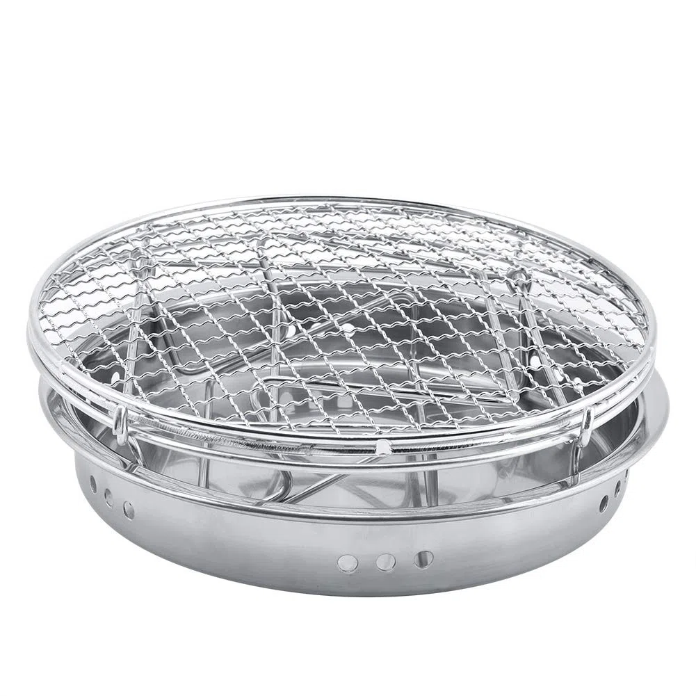 Przenośny grill ze stali nierdzewnej okrągła kuchenka kempingowa do gotowania na świeżym powietrzu / patio / nic mini składany grill z torbą do przenoszenia dla łatwej podróży