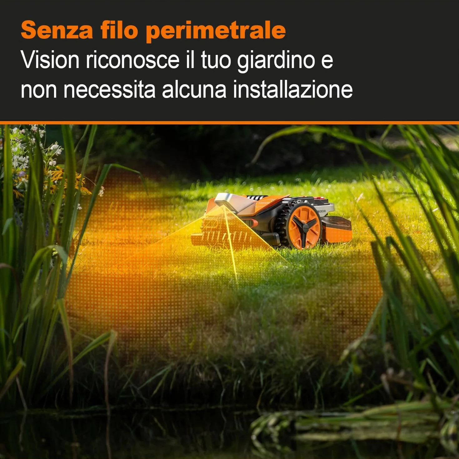 Worx Landroid Vision Robot Koszący, Czarny/Pomarańczowy, 1300 m²