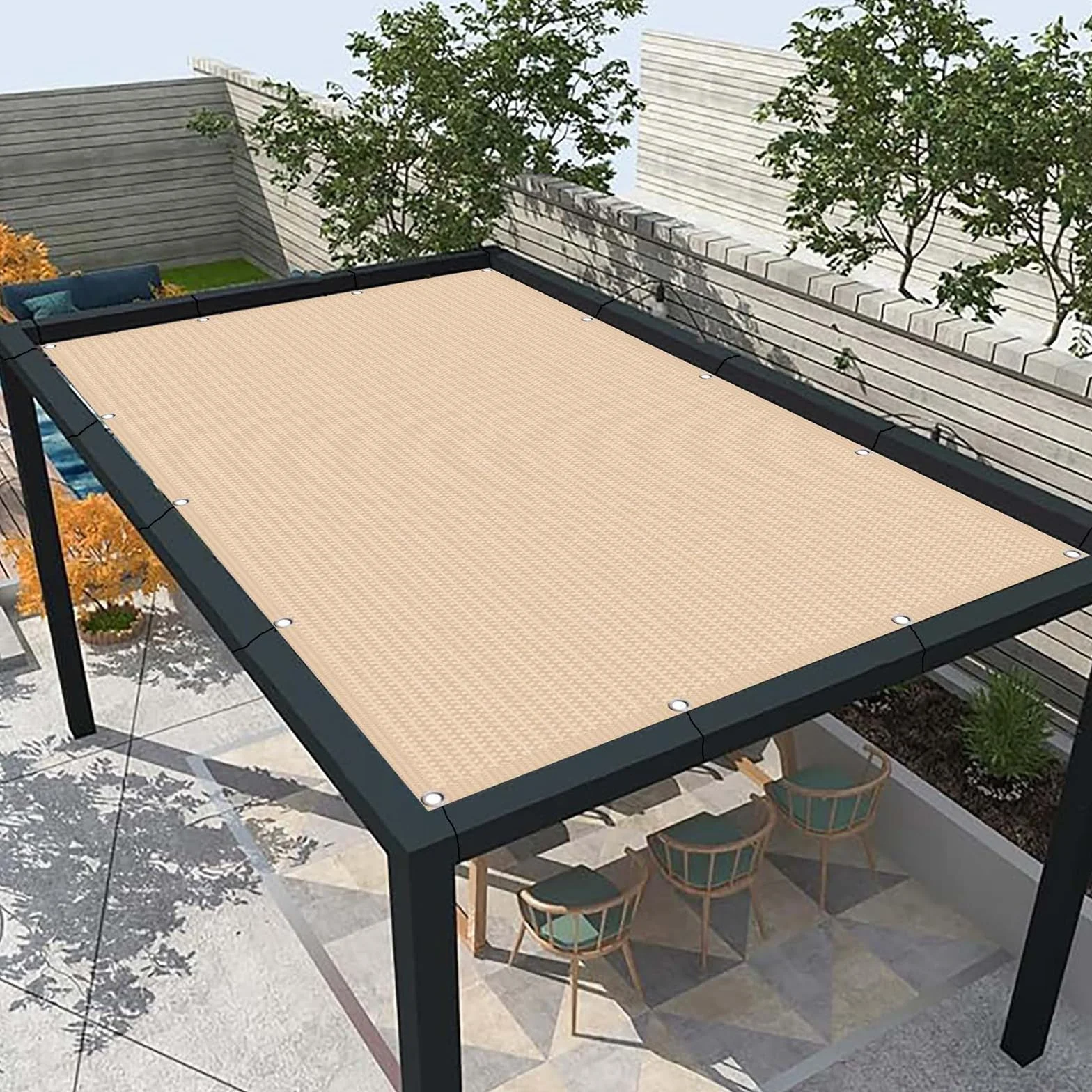 Parawan Balkonowy Do Mieszkania 75 x 800 cm Z HDPE 220G M², Ochrona Przed Promieniowaniem Uv, Odporna Na Rozdarcia, Ogrodzenie Prywatności W Ogrodzie, Kolor kremowy