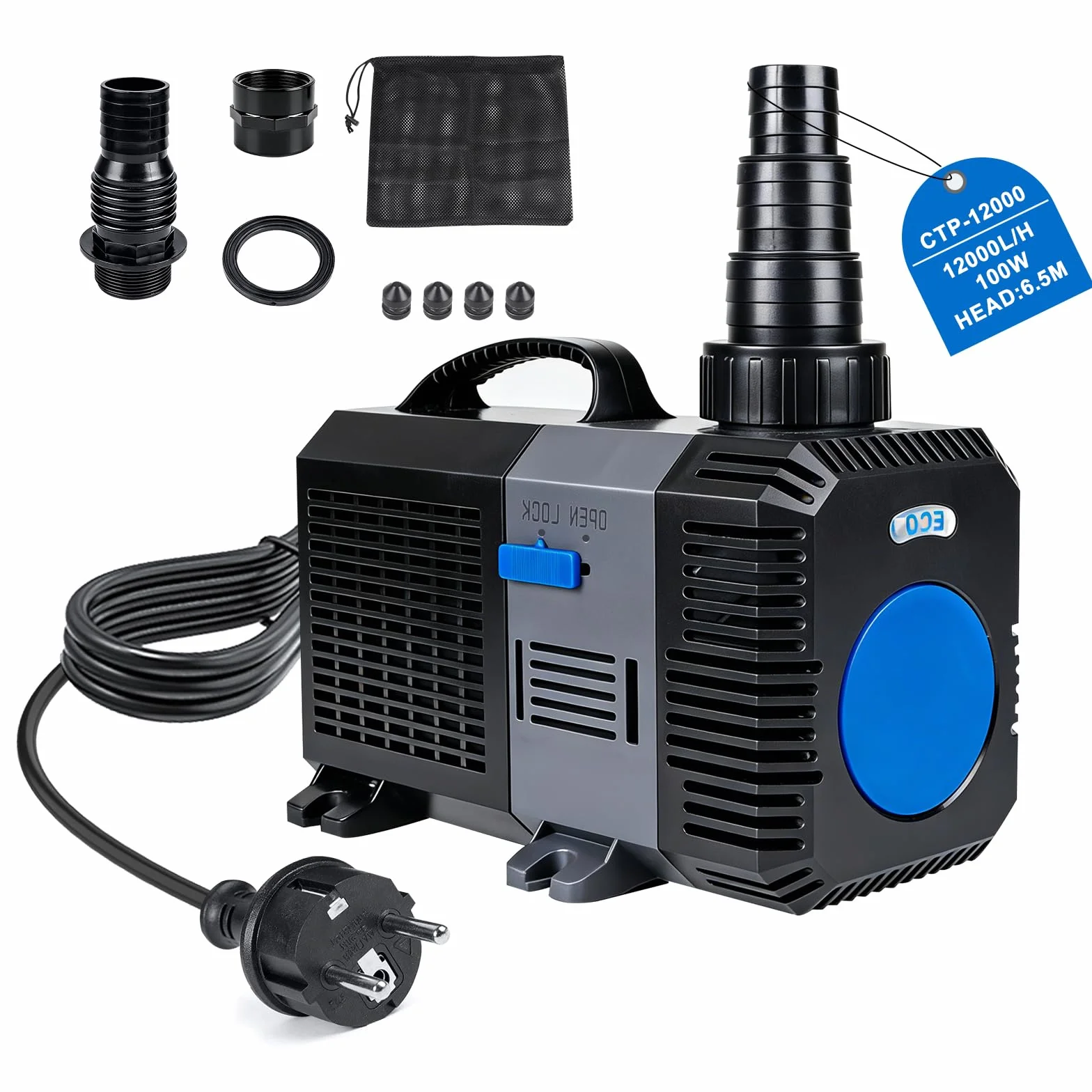 EXLECO pompa do oczka wodnego 12000 l/h 100 W energooszczędna