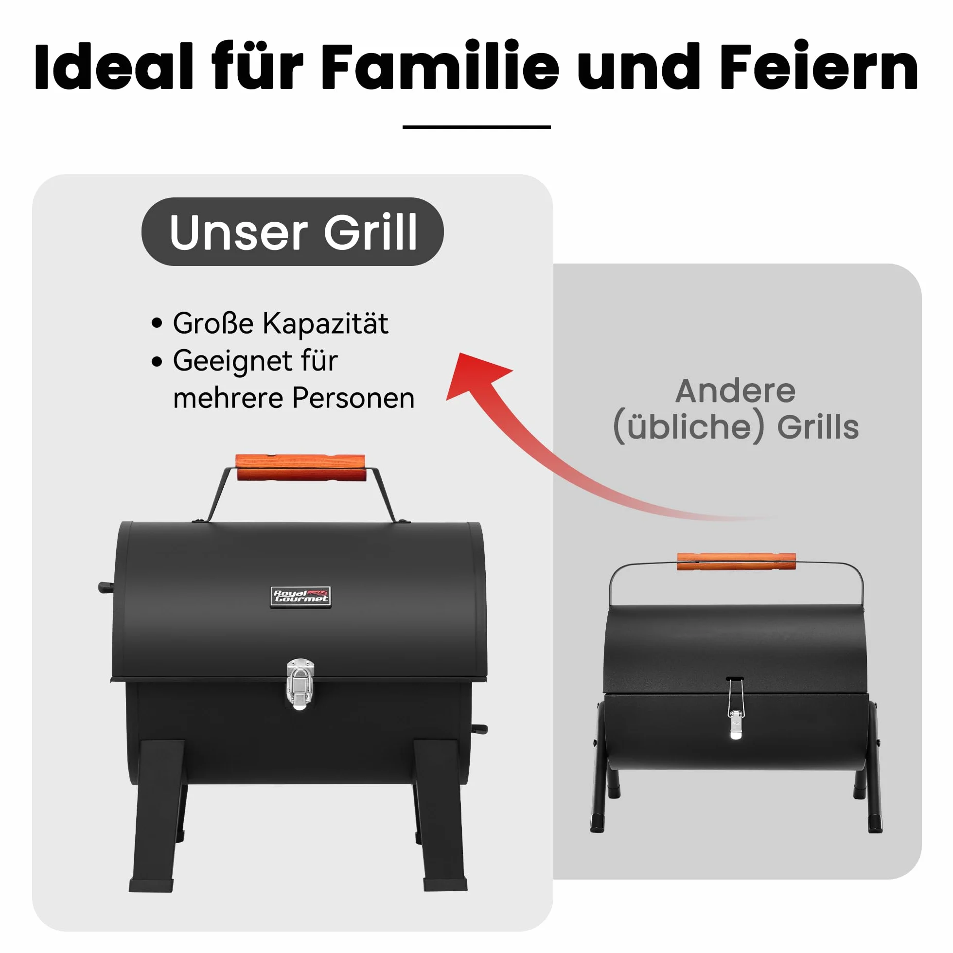 Royal Gourmet Przenośny grill na węgiel drzewny, składany, czarny