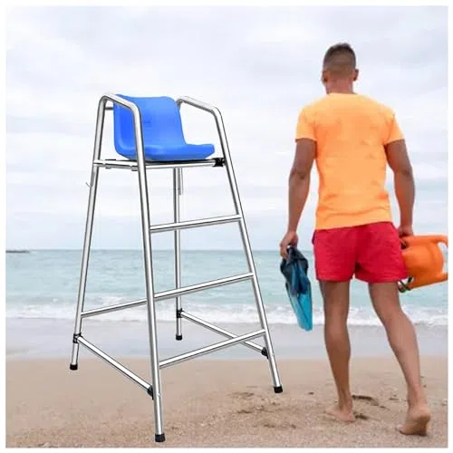 Fotel obserwacyjny ratownika z otworem na parasol do monitorowania bezpieczeństwa basenu, plaży i sądu