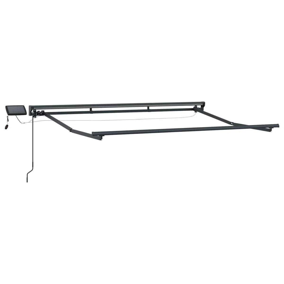 Ręczna rama markizy z diodami LED 3,5 x 2,5 m, odporny na warunki atmosferyczne poliester, malowana proszkowo rama aluminiowa, wysuwana z korbą, idealna do ogrodu, na taras, balkon