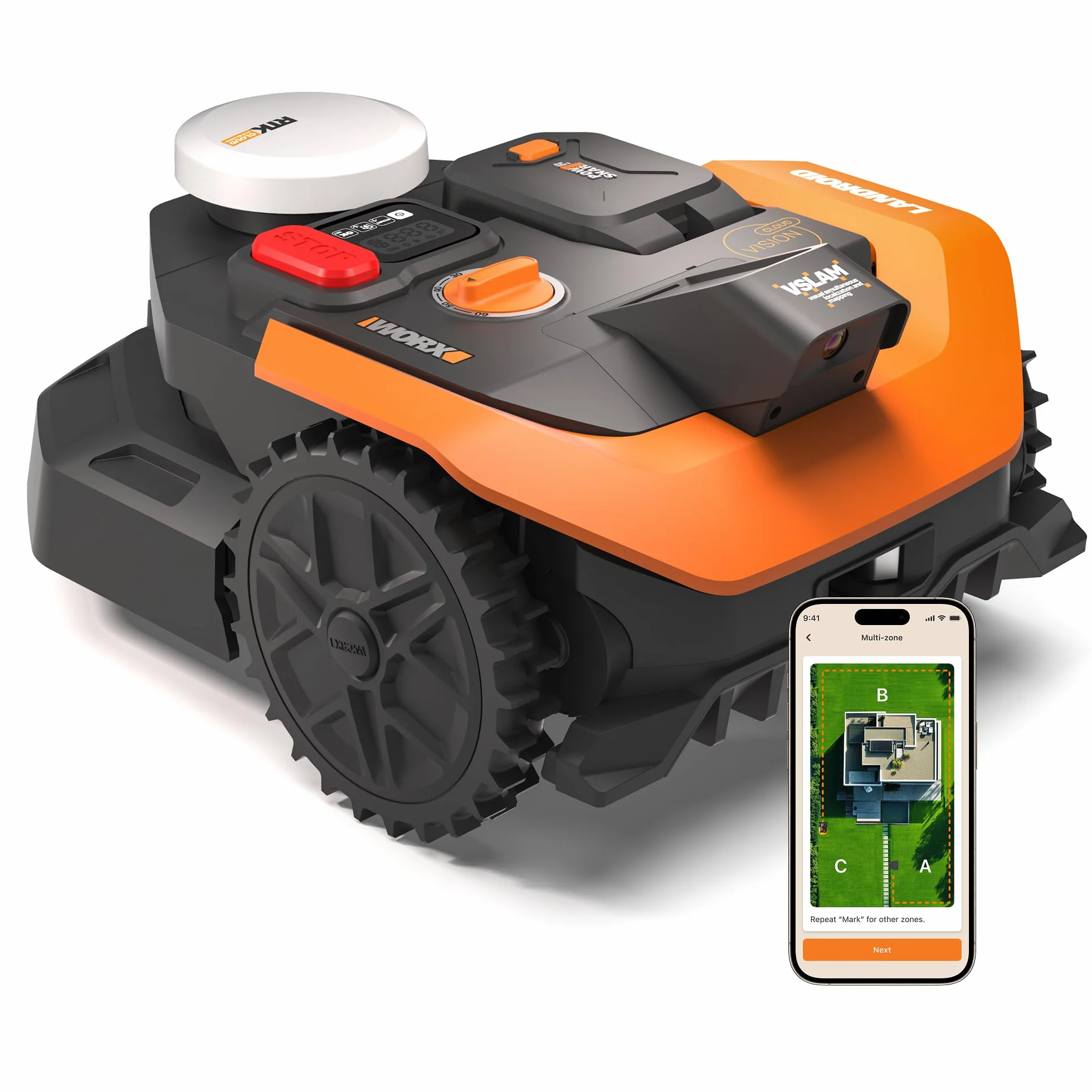 WORX Landroid Vision Cloud WR303E 2WD robot koszący do 300 m² bez kabla ograniczającego