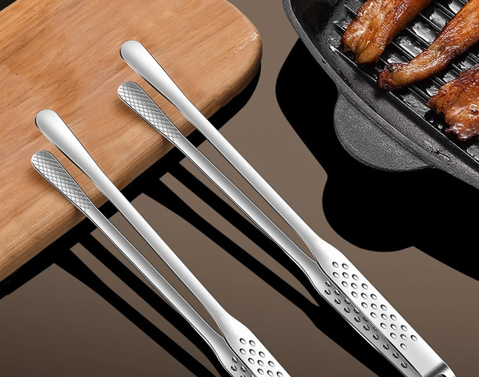 Szczypce do Bufetu Koreańskie Szczypce Do Grilla Szczypce Do Gorących Garnków Ze Stali Nierdzewnej, Odpowiednie Do Gotowania, Przenośne Przybory Kuchenne Grillowania, Serwowania(27cm)
