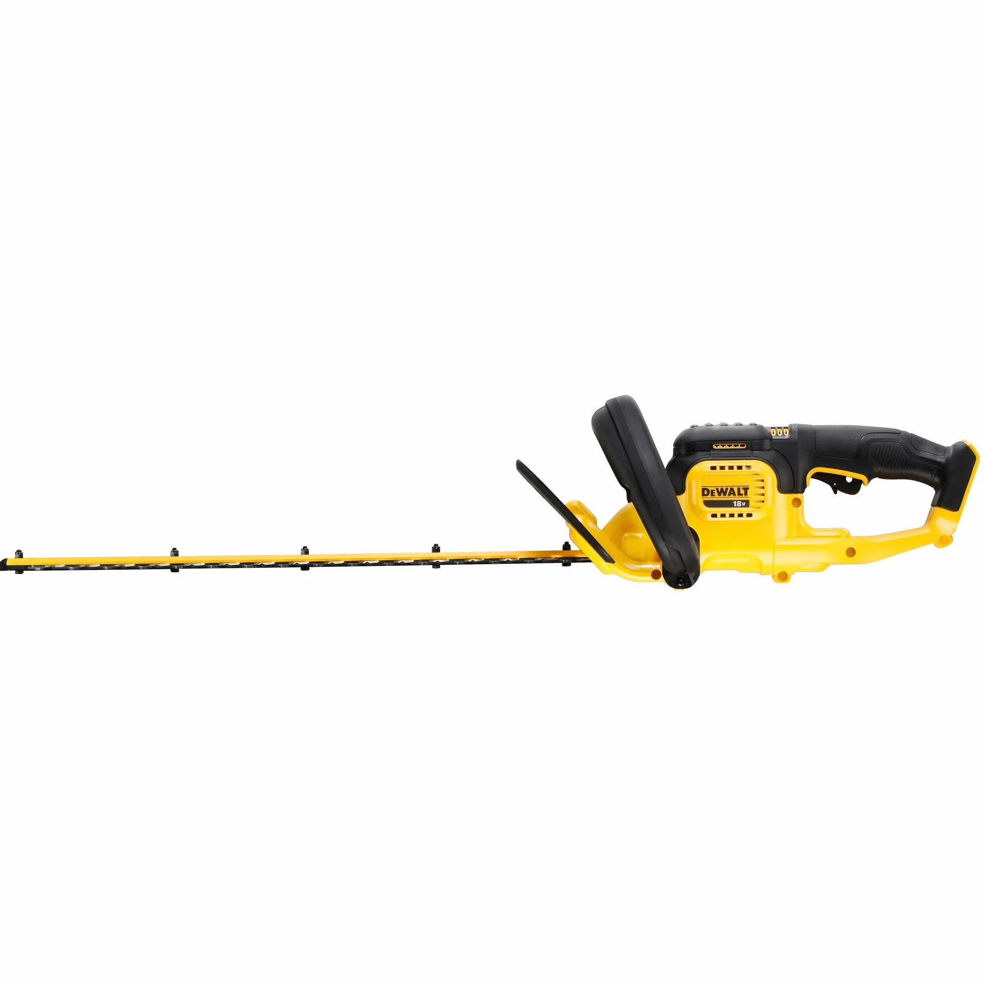 DEWALT Akumulatorowe nożyce do żywopłotu DCMHT563N (18 V, długość miecza 55 cm, grubość cięcia 25 mm, bardzo wytrzymała obudowa z tworzywa sztucznego Xenoy, w zestawie z futerałem na noże, dostawa bez akumulatora i ładowarki)