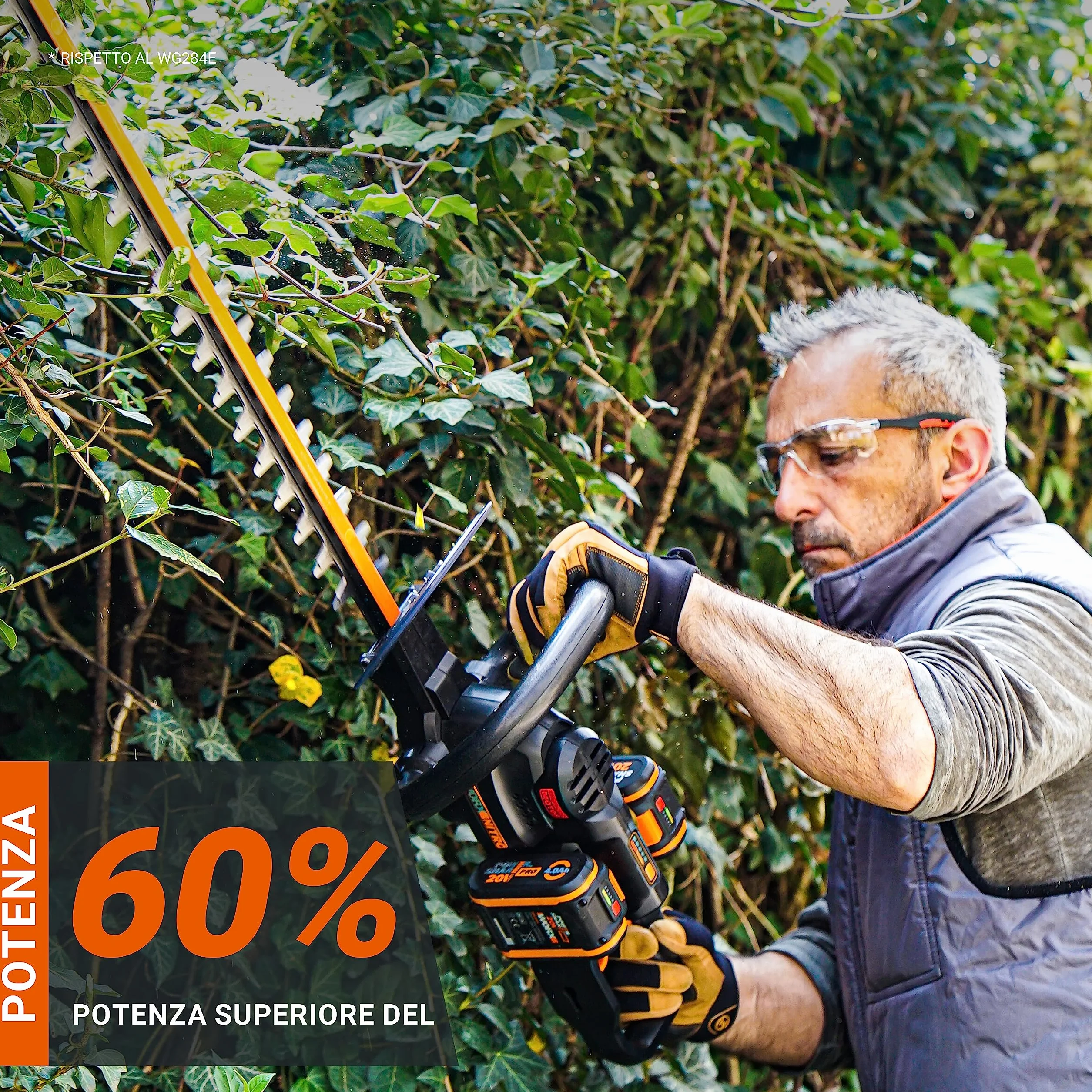 WORX WG286E.9 ODCIĘCIE 2 x 20 V/2 Ah LIHIO OSTRZE 58 cm ŚREDNICA CIĘCIA 25 MM, BATERIE I ŁADOWARKA NIE JEST DOŁĄCZONA