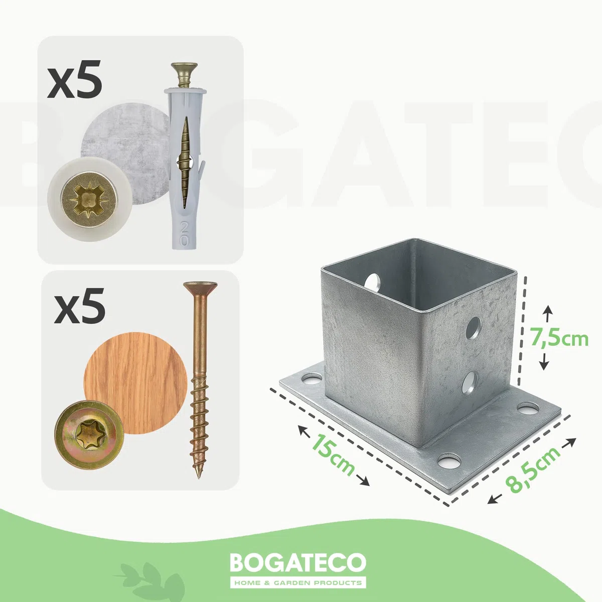 Bogateco Ogrodzenie drewniane, podwójne ogrodzenie linowe, 8 m, kompletny zestaw odgradzający z 2 linami jutowymi 30 mm i drewnianymi słupkami, impregnowane drewno wraz z kotwą podłogową do