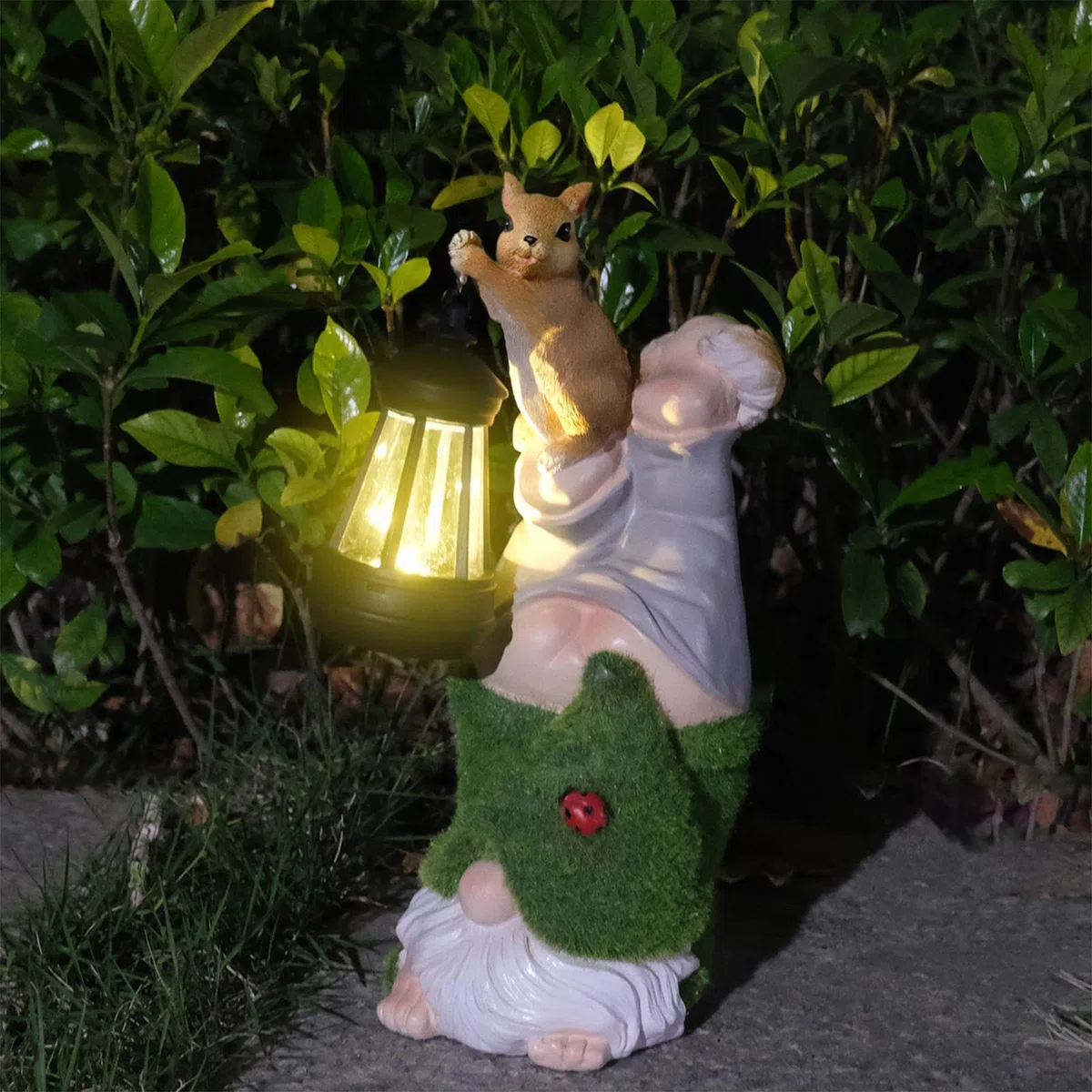 Krasnale Ogrodowe Zewnętrzne Zabawne Rzeźby Odporne Na Blaknięcie Z Lampami | Lampy Solarne Z Żywicy Krasnale Ogrodowe Statuy Do Ogrodu, Na Trawnik, Patio, Balkon,