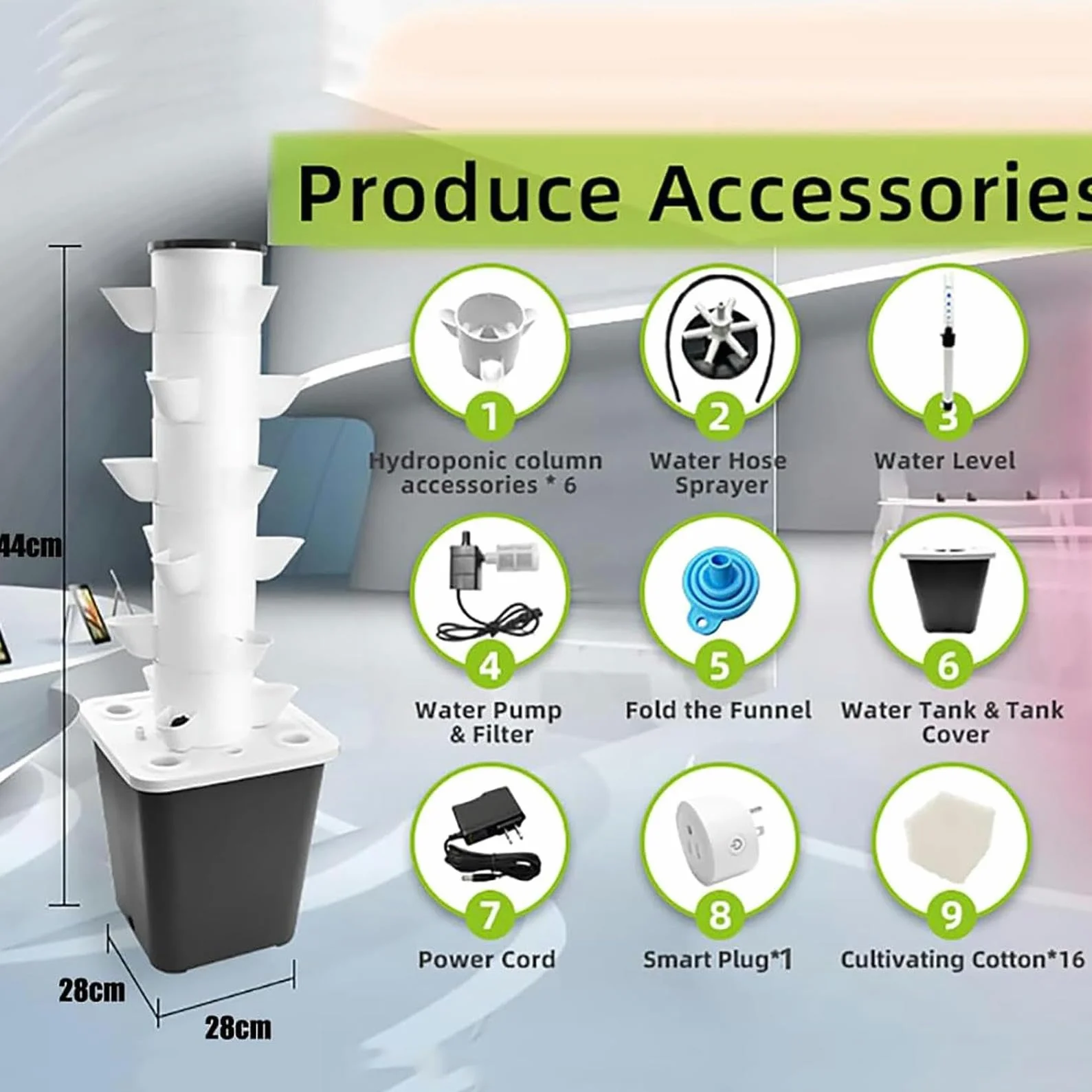 Hydroponics Tower Hydroponic Growing System Aeroponics Growing Kit 30 Pods z pompą nawadniającą