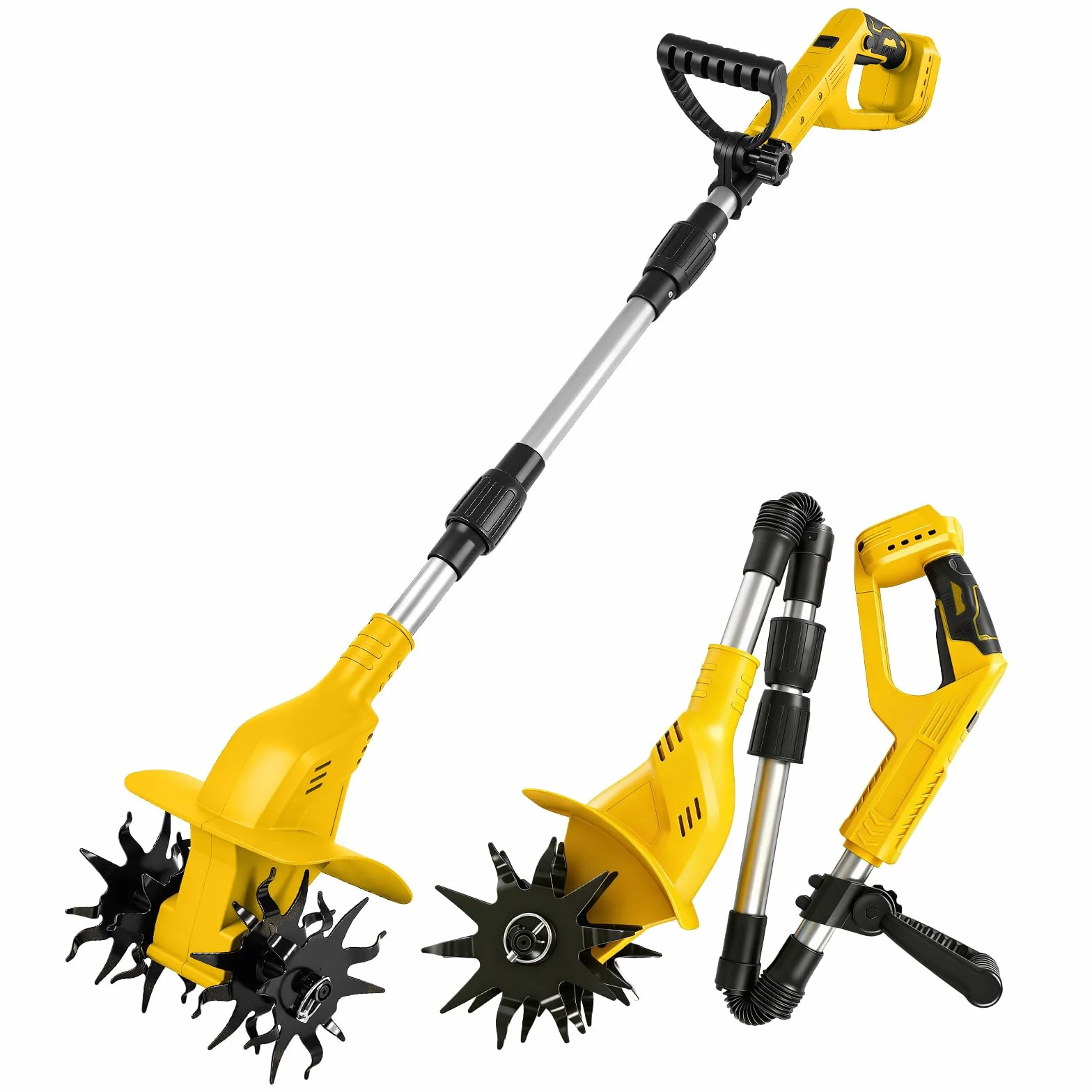 Akumulatorowa glebogryzarka kompatybilna z akumulatorem Dewalt 20 V, akumulator 500 W, głębokość obróbki gleby 20 cm, szerokość obróbki 16 cm, 360 obr./min, bezszczotkowa składana frezarka ogrodowa