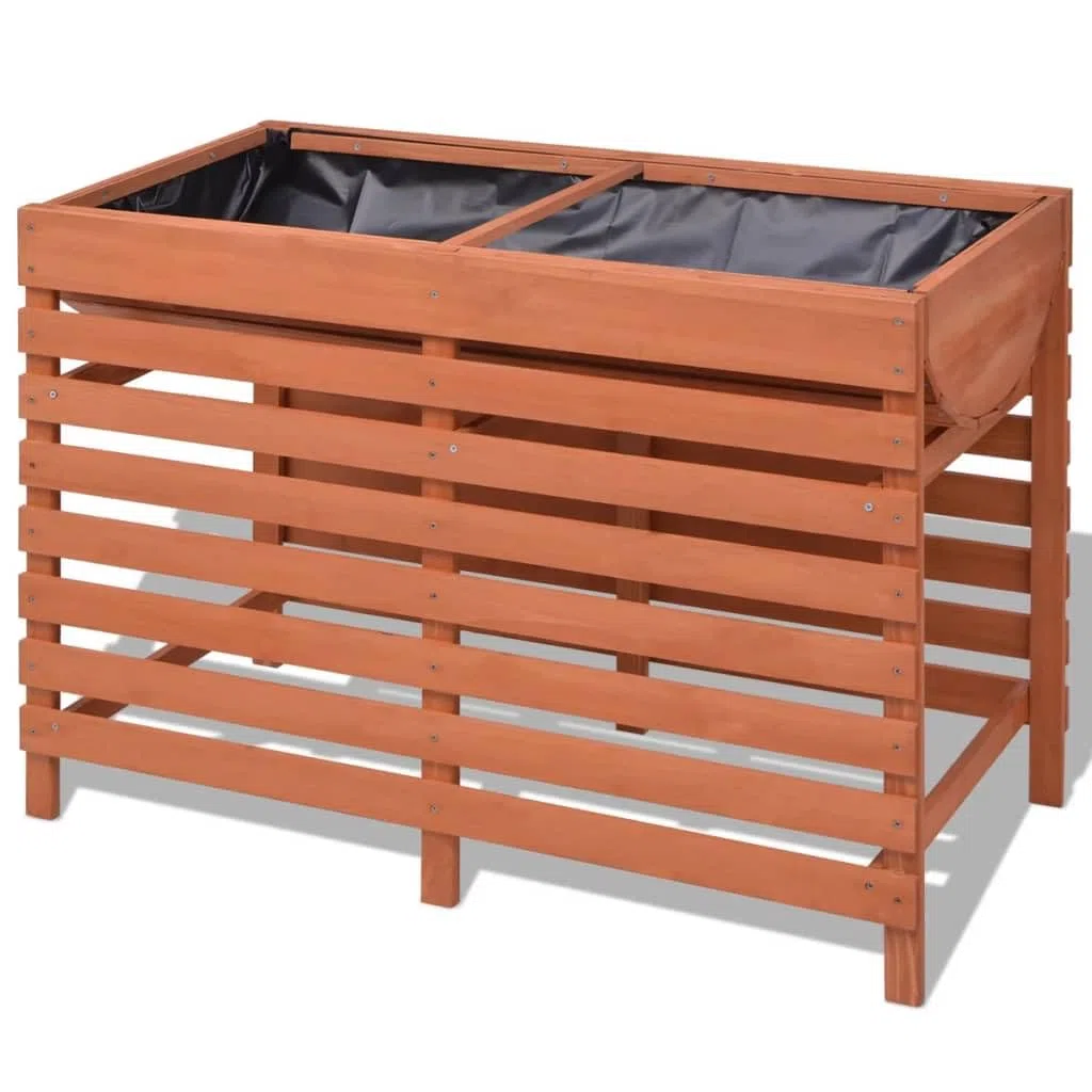 Drewniana skrzynka na kwiaty 100 x 50 x 71 cm do ogrodu ogrodu balkonowego, zewnętrzna skrzynka na kwiaty z drewna świerkowego lakierowana brązowa, solidna i trwała, ergonomiczna konstrukcja