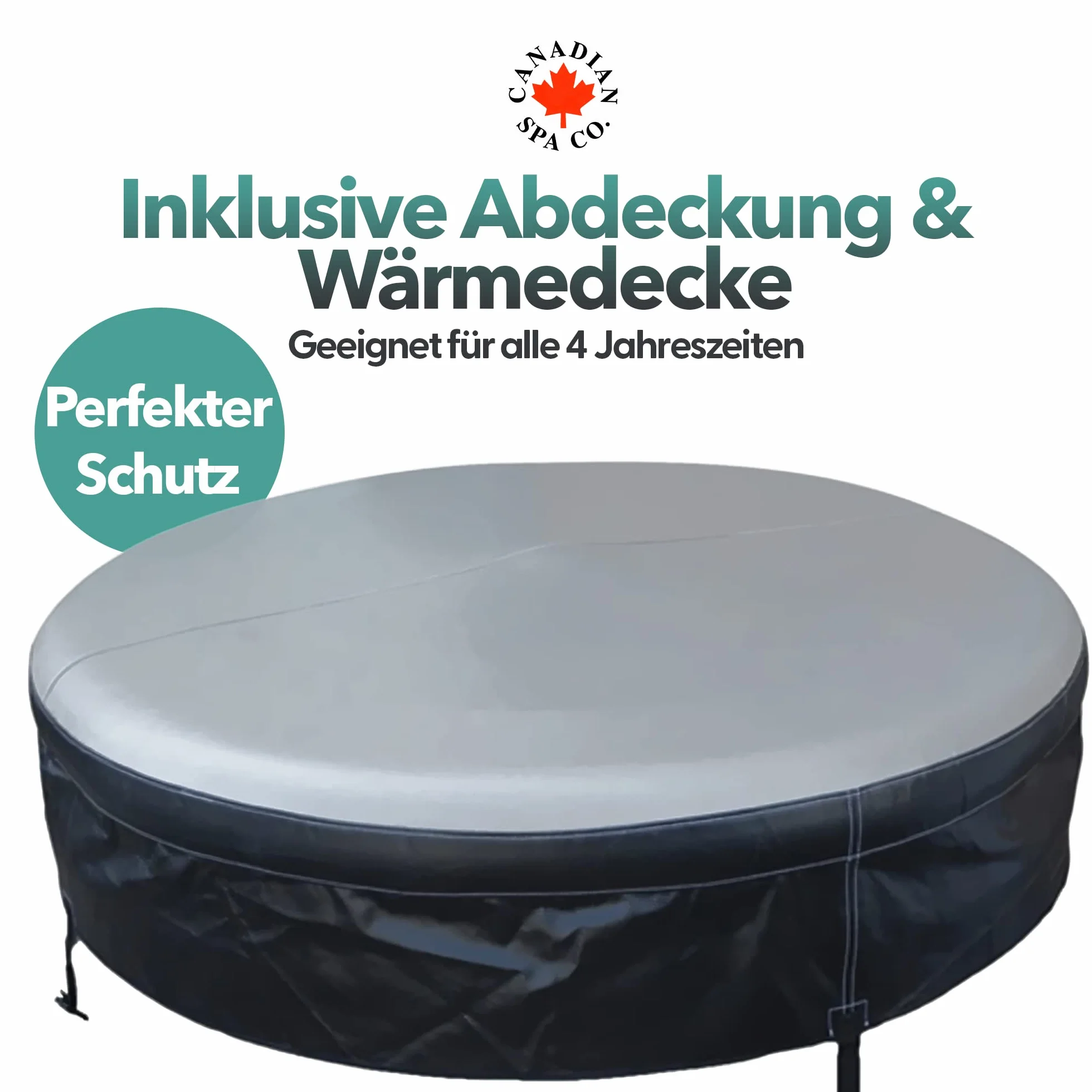 CANADIAN SPA CO. Grand Rapids Hot Tub Outdoor dla 4 osób, Ø 175 cm x 74 cm, okrągła, nadmuchiwana wanna z hydromasażem ze 110 dyszami i kocem grzewczym