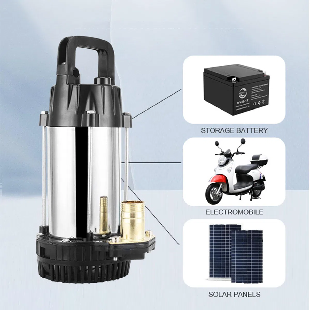 Pompa Głębinowa DC Bezszczotkowy Silnik Miedziany do Gospodarstw Ranczowych, Mocna Obudowa Uszczelniająca, Zintegrowana Pompa 12 V 180 W 3 Metry³/h 8 M Podnośnik Opróżniająca Basen do